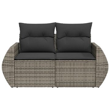 vidaXL Loungesofa Gartensofa 2-Sitzer mit Kissen Grau Poly Rattan