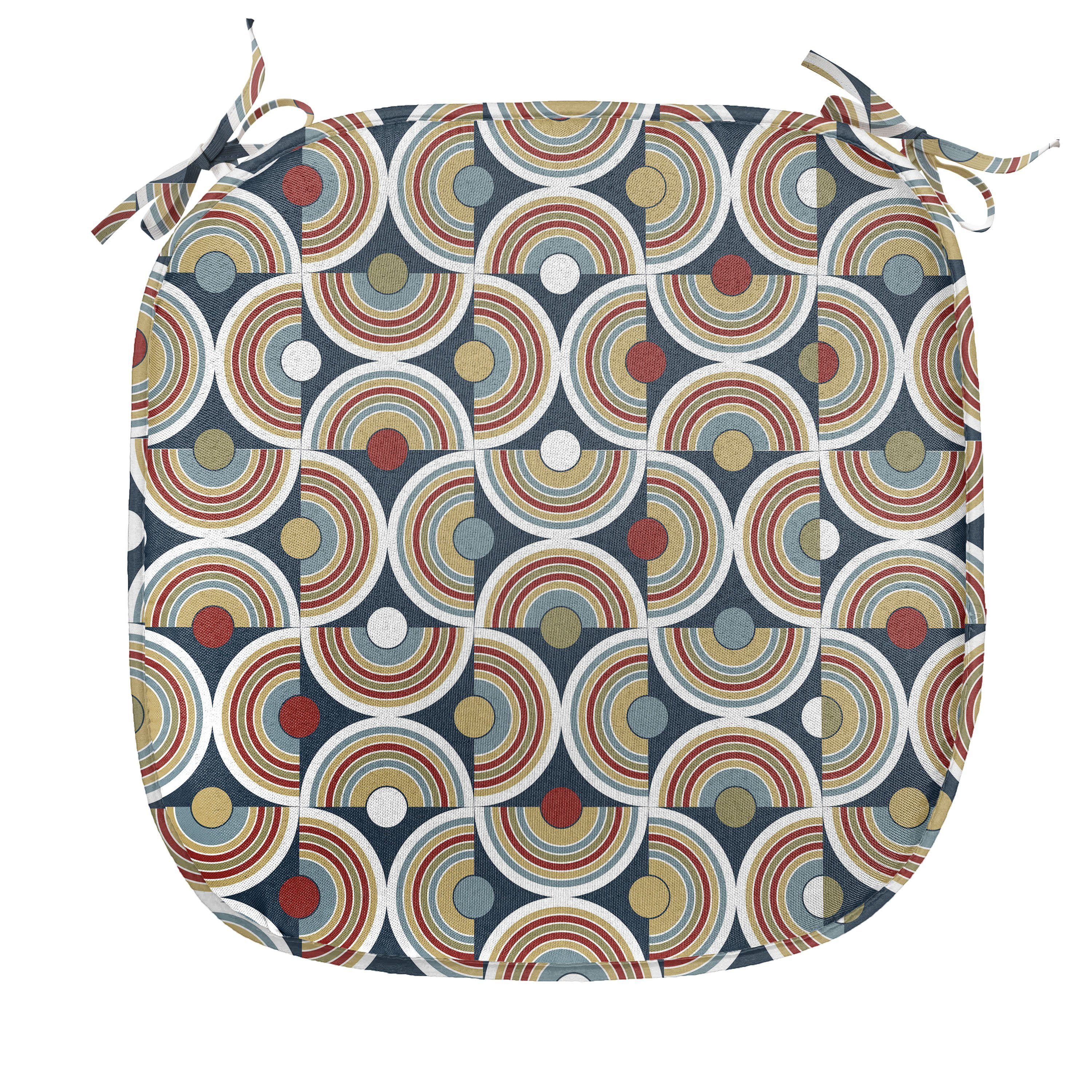 Abakuhaus Stuhlkissen Dekoratives wasserfestes Kissen mit Riemen für Küchensitze, Geometrisch Die Hälfte Spirals Spitze