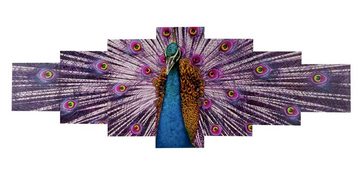 MCW Leinwandbild Leinwandbild H375, Pfau (7 St), Bildabstand individuell gestaltbar, Kräftige Farben, Modernes Design