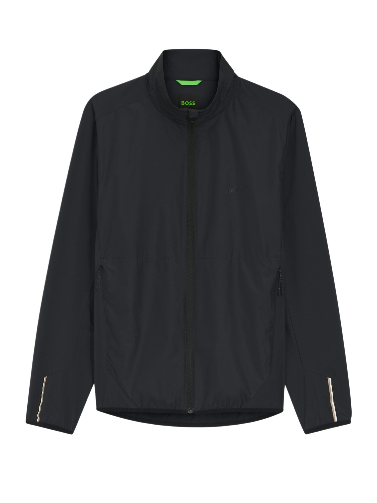 BOSS GREEN Outdoorjacke BOSS Men Green schwarz,Casual,Elastomultiester,Unifarben,Stehkragen,Lang,Regular Fit