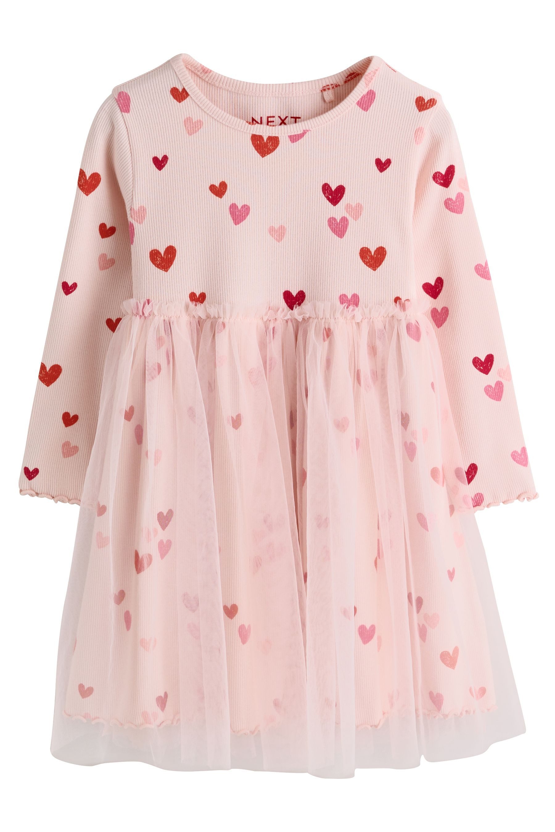 Next Partykleid Geripptes Mesh-Partykleid mit langen Ärmeln (1-tlg)