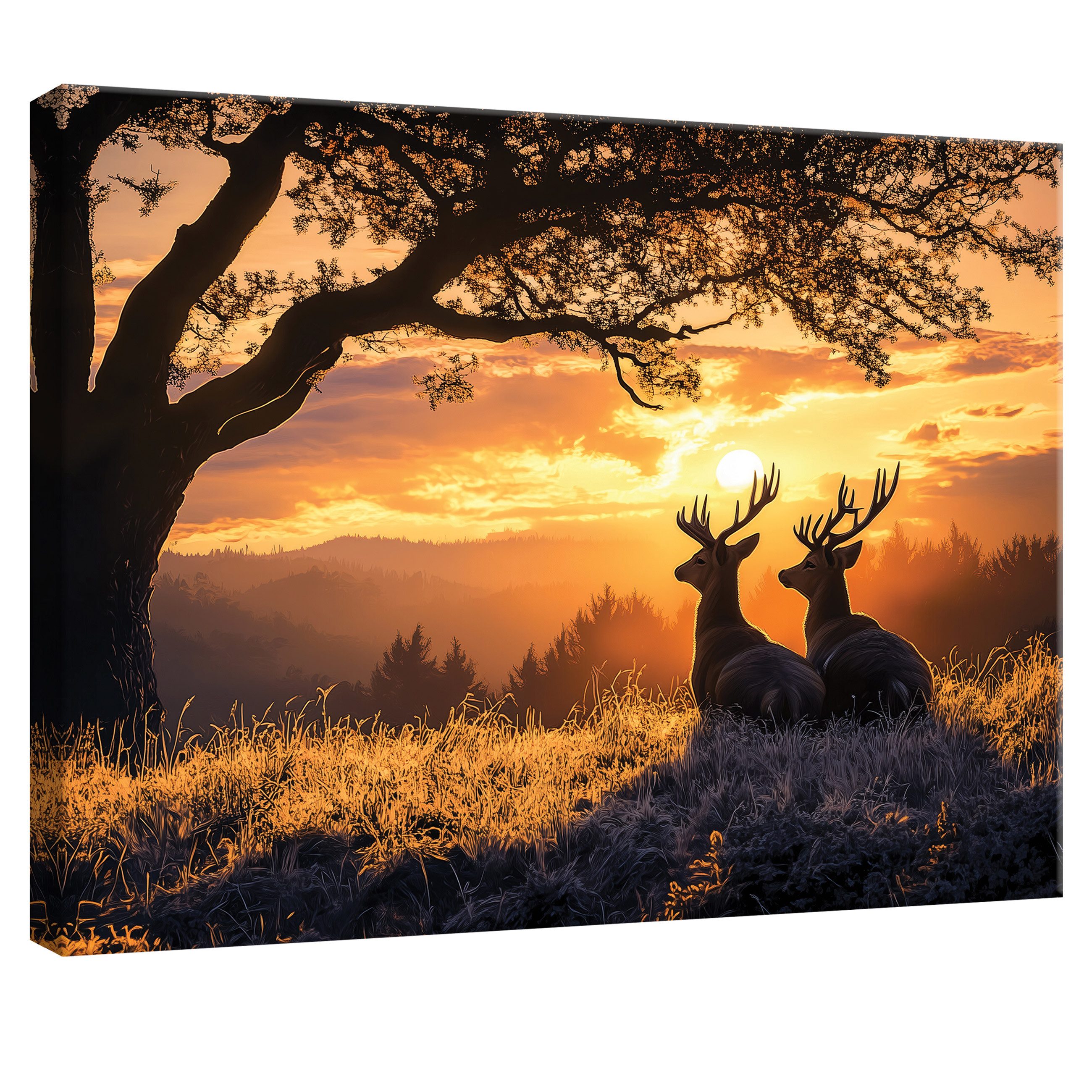 Wallarena Leinwandbild Wald Hirsche Tiere Natur günstig online kaufen