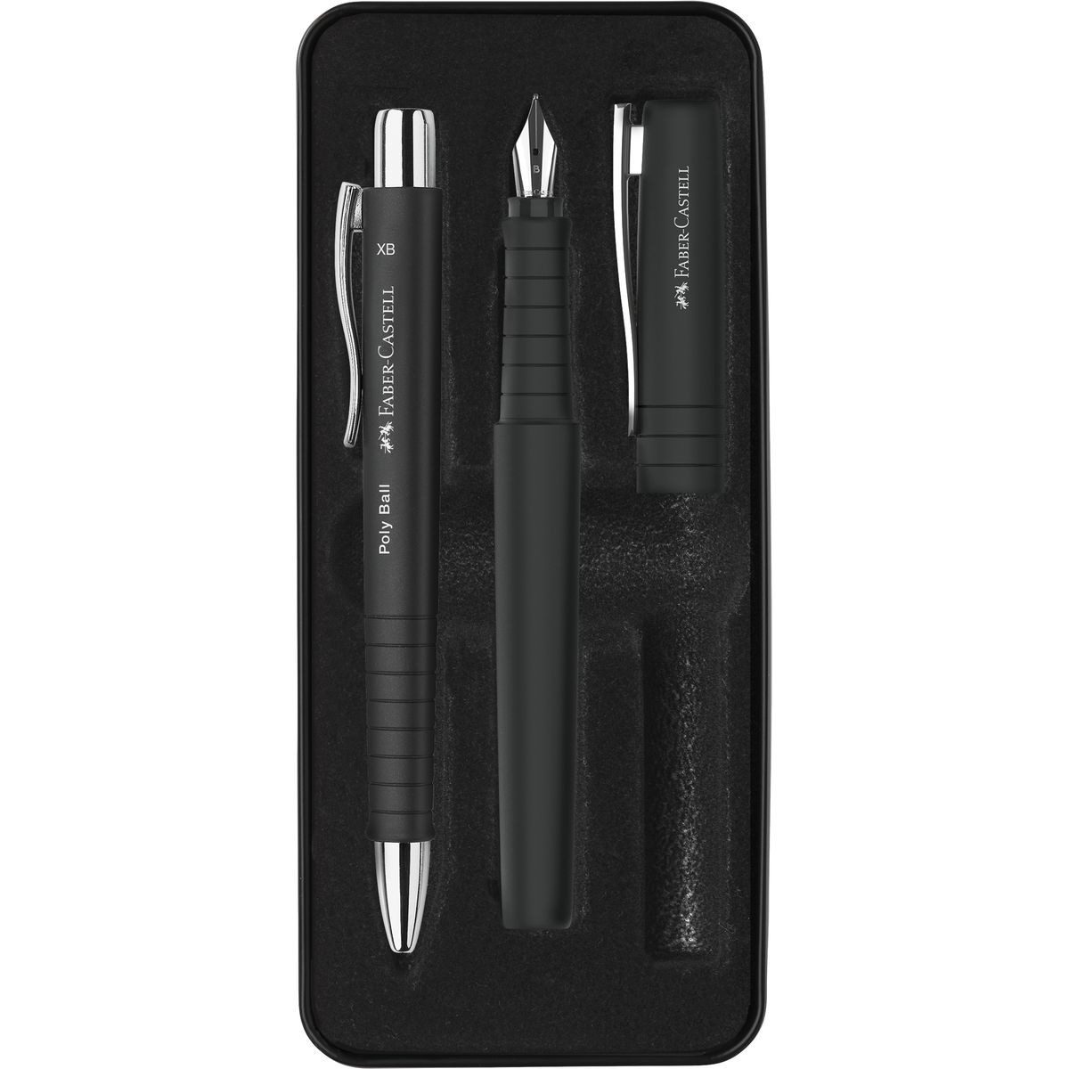 Faber-Castell Füller FABER-CASTELL Geschenkset Füller + Kugelschreiber Poly Ball Pen black