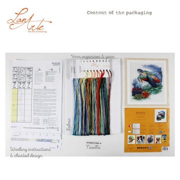 Lanarte Kreativset Zählmusterpackung Schätze unter Wasser, (Set, Lanarte embroidery Kit), Made in Europe