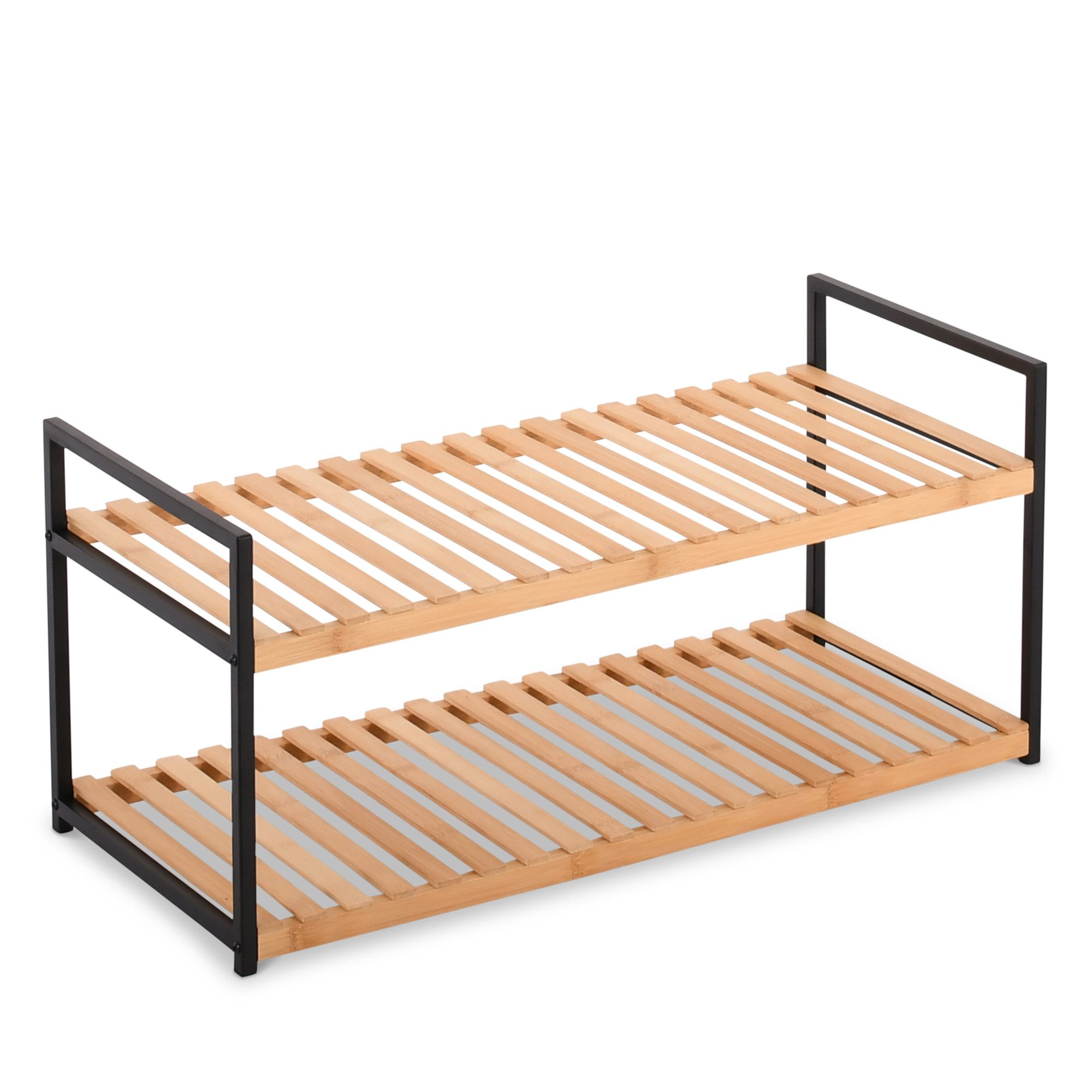 Raburg Schuhregal Schuhablage, Bambus, Kava, 2 Böden, für Flur, Schlafzimmer oder Bad, modernes Design