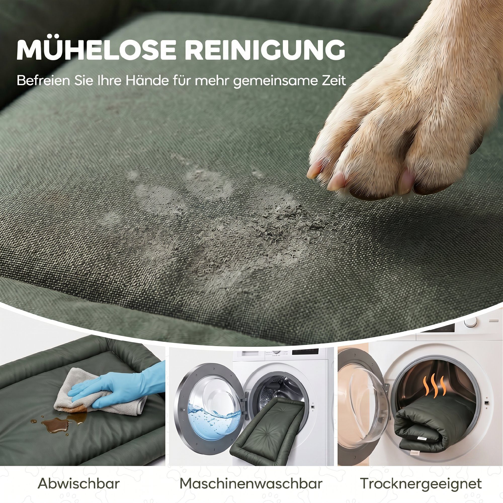 PawHut Hundematte Hundebett Wasserdicht mit rutschfester Unterseite faltbar Waschbar, Oxford-Gewebe, für mittelgroße & große Hunde und Katzen, Oxford-Gewebe – Bild 5 von 5