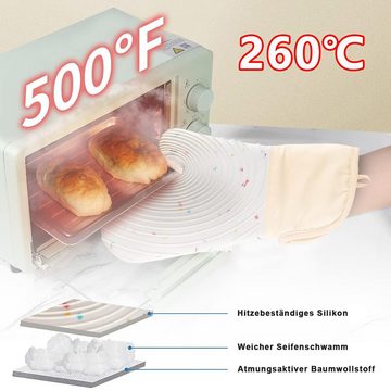 HYZULU Topfhandschuhe Ofenhandschuh, hitzebeständiger Backhandschuh,Wärmedämmung,zum Kochen, (4-tlg), Hitzebeständigkeit, Anti-Rutsch-Spiralstruktur