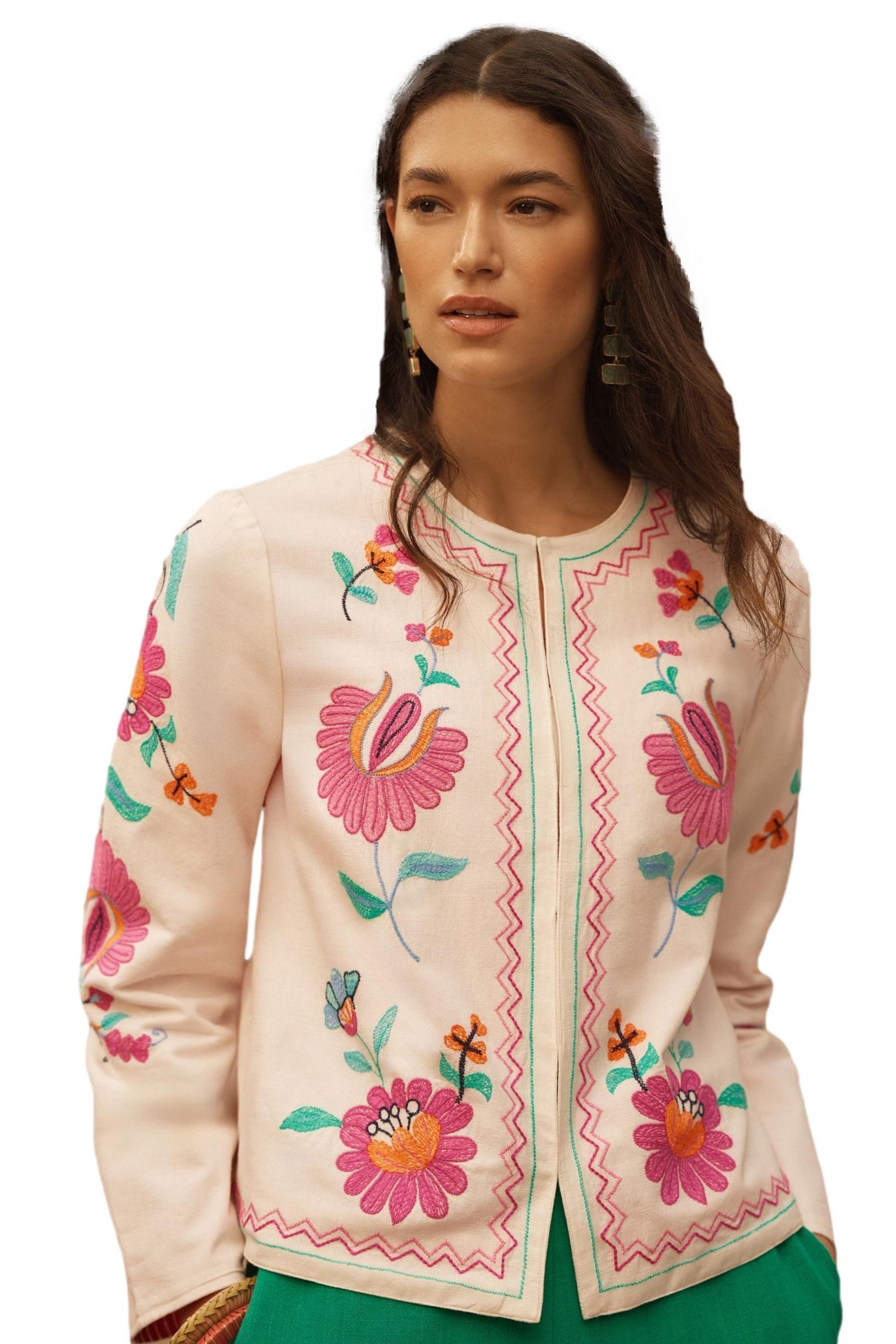 Love & Roses Kurzjacke Love & Roses kurze Jacke mit Stickerei, Regular (1-St)