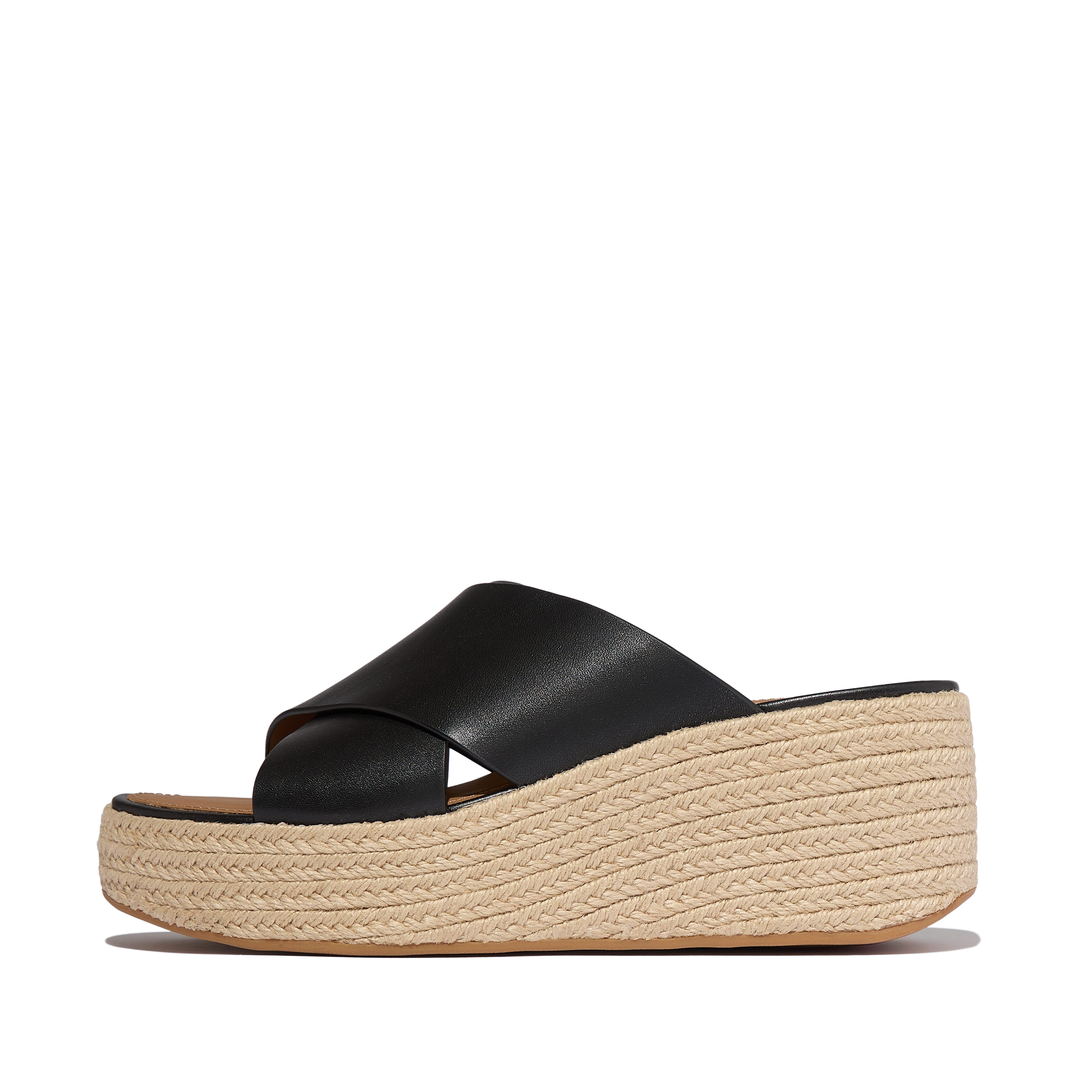 Fitflop PLATFFORMS ESPADRILLE LEATHER WEDGE CROSS SLIDES Pantolette Keilabsatz, Plateau, Sommerschuh mit Wedge