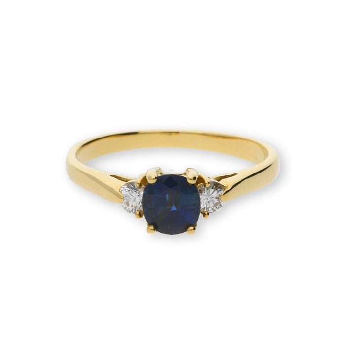 JuwelmaLux Diamantring Ring Gold Damen mit Diamant(en) und einem Saphir (1-tlg) Gelbgold 750/000 inkl. Schmuckschachtel