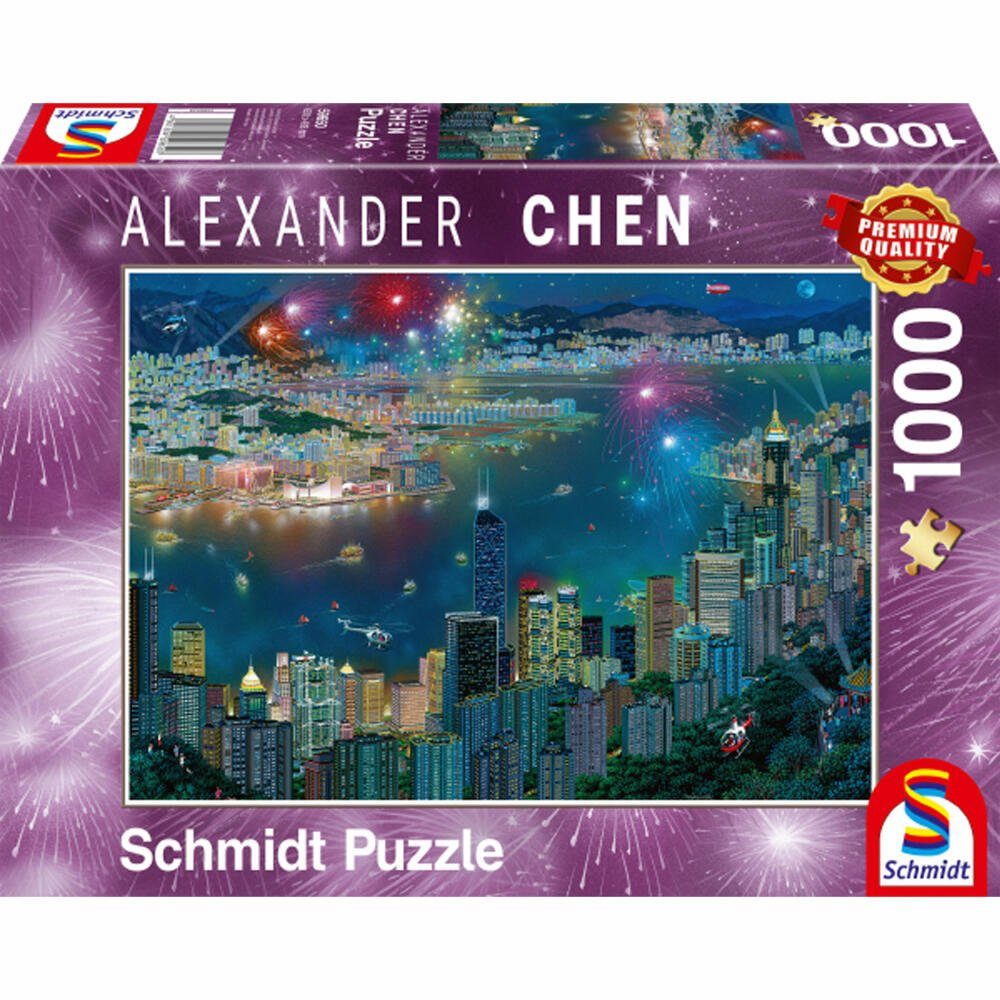 Schmidt Spiele Puzzle Feuerwerk über Hongkong, 1000 Puzzleteile