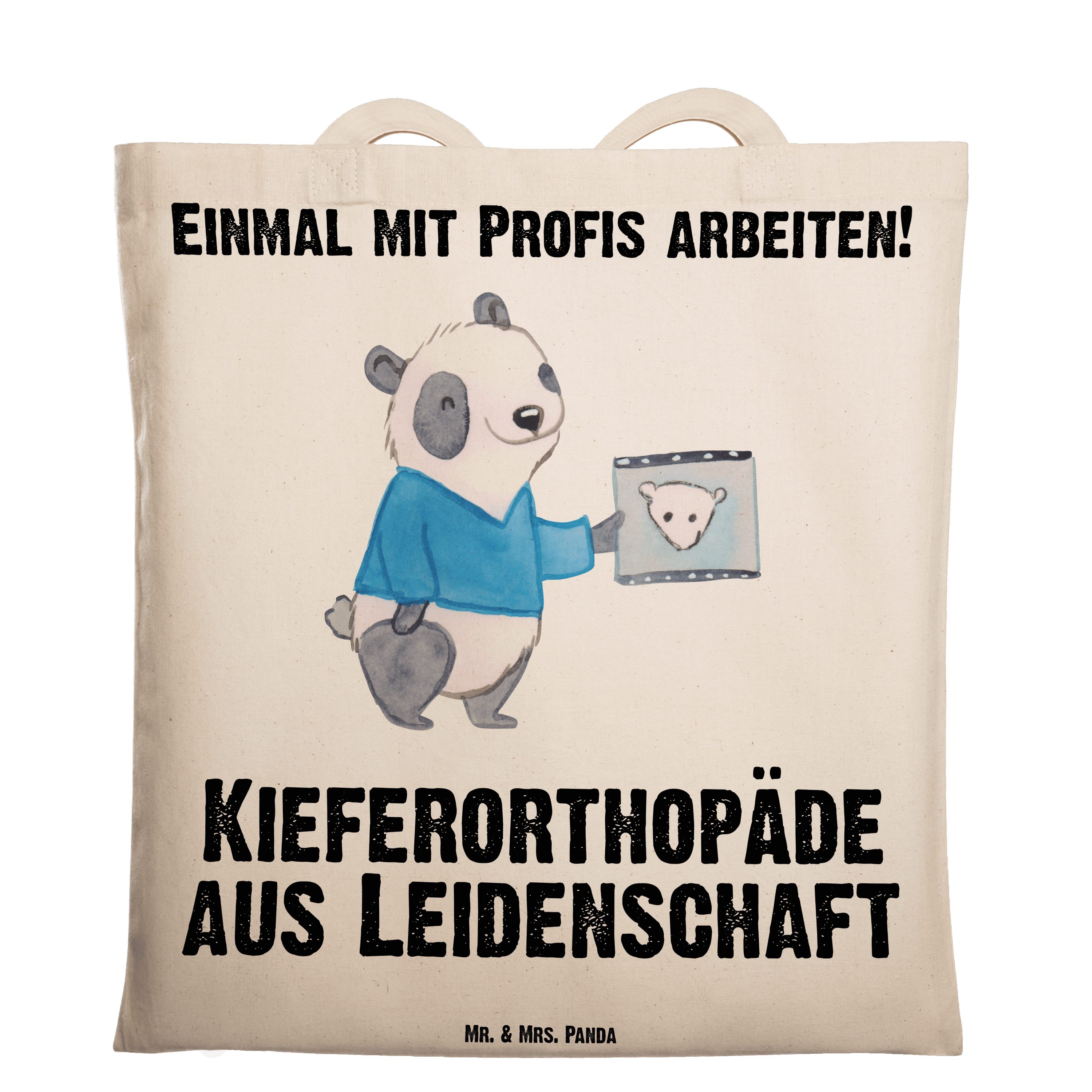Panda Transparent Leidenschaft (1-tlg) Geschenk, Tragetasche aus Mr. Jutebeutel - Kieferorthopäde & - Mrs.