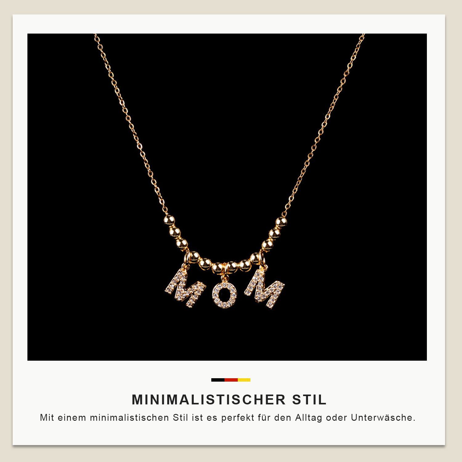 mit Halskette, Goldkette Kette Anhänger MOM-Briefe kette Ketten MoM MAGICSHE Damen Muttertag Geschenk Schmuck