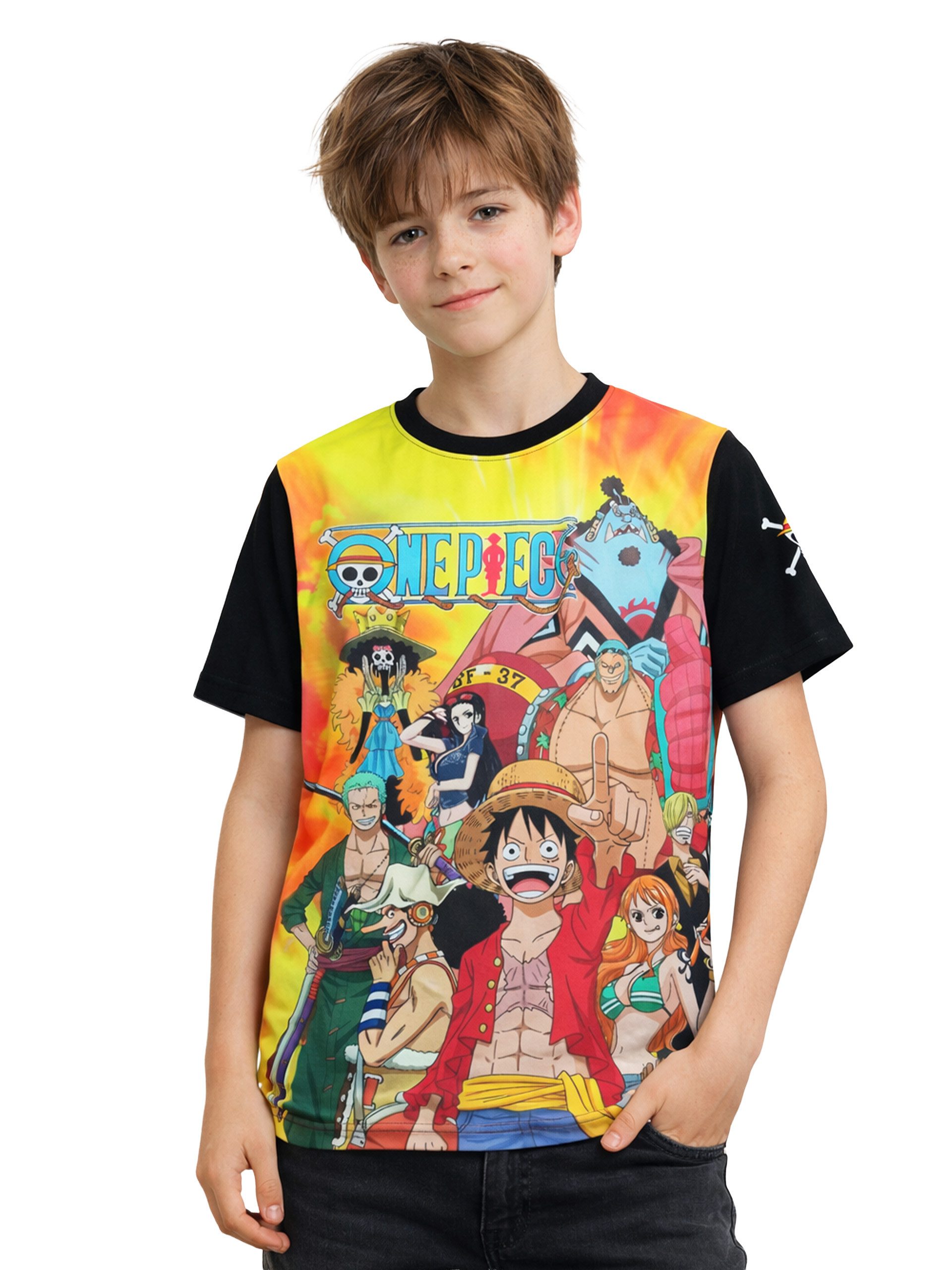 T-Shirt One Piece T-Shirt Crew Print Oberteil Shirt kurzärmlig