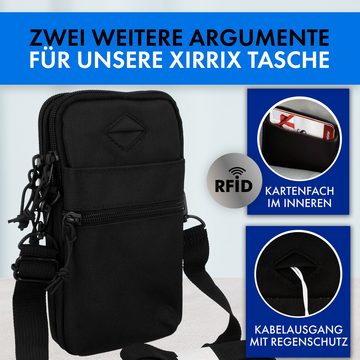 XiRRiX Umhängetasche Tasche zum Umhängen für Damen / Herren - universal Handytasche klein (1-tlg., mit verstellbarem Schulterriemen), wasserabweisendes Material, RFID Kartenfach im Inneren