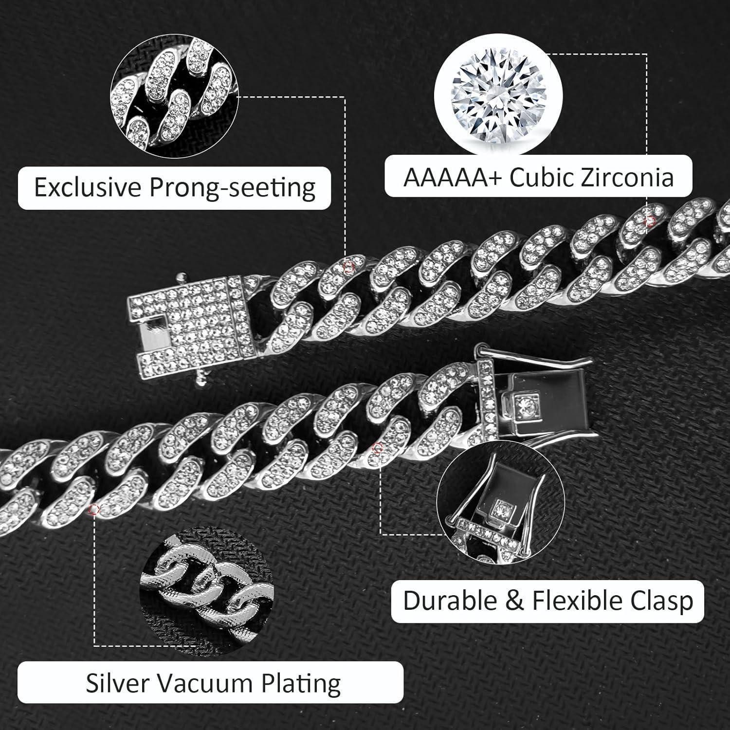 LuxusKollektion Ketten und Armband Set Gliederkette Kubanische 12 mm Silber günstig online kaufen