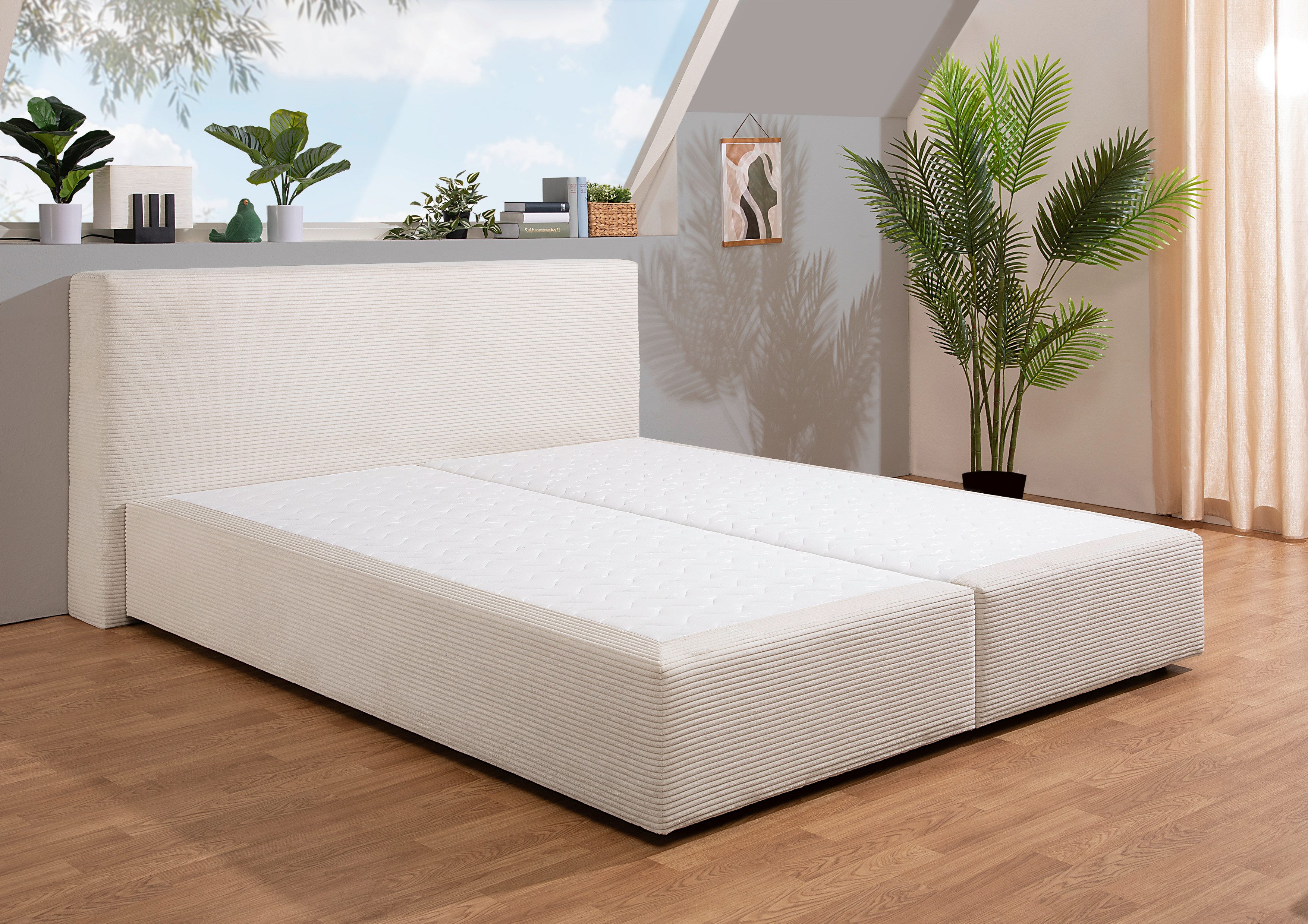 andas Boxspringbett "Åby" In Cord Bezug, wahlweise mit und ohne Matrazte er günstig online kaufen