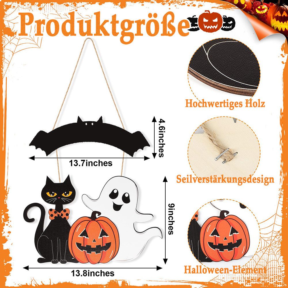 CLTYQ Hängedekoration Halloween Tür Hängedekoration mit Geist, Kürbis & Kat günstig online kaufen