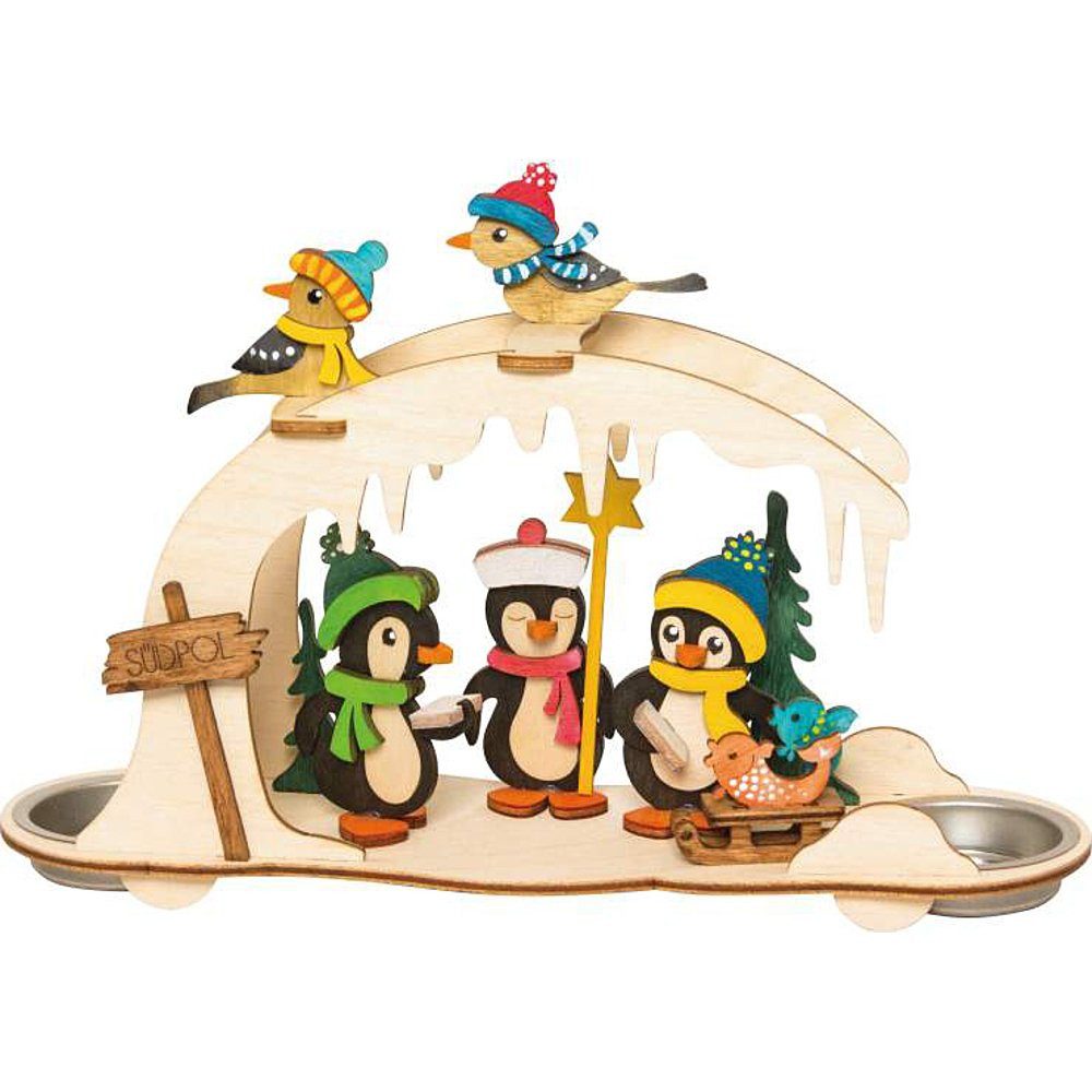Kuhnert Schwibbogen Bastelset Teelichtbogen Pinguine (15cm) von Drechslerei Kuhnert