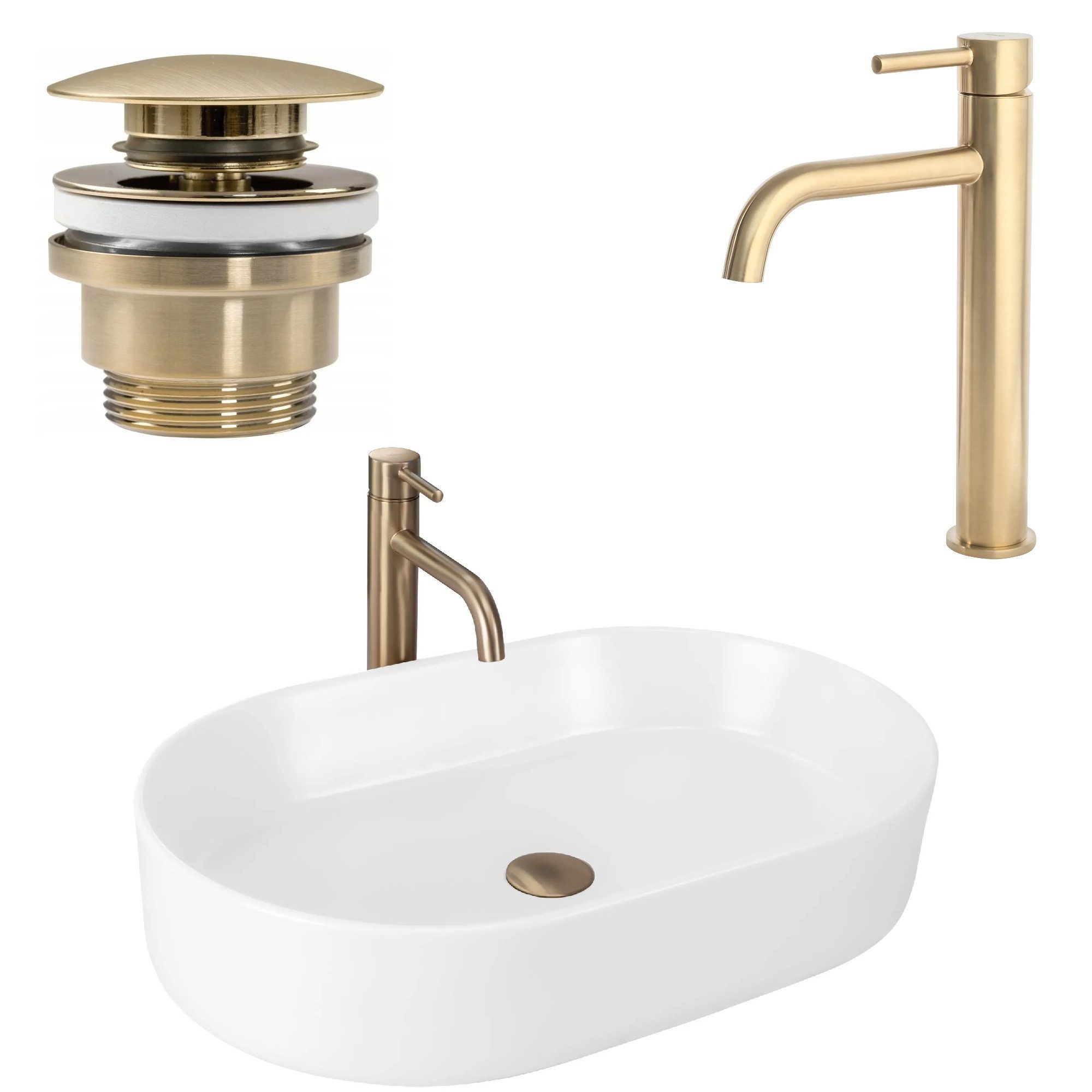 wohnwerk.idee Aufsatzwaschbecken Waschbecken Matt Weiß Beige günstig online kaufen