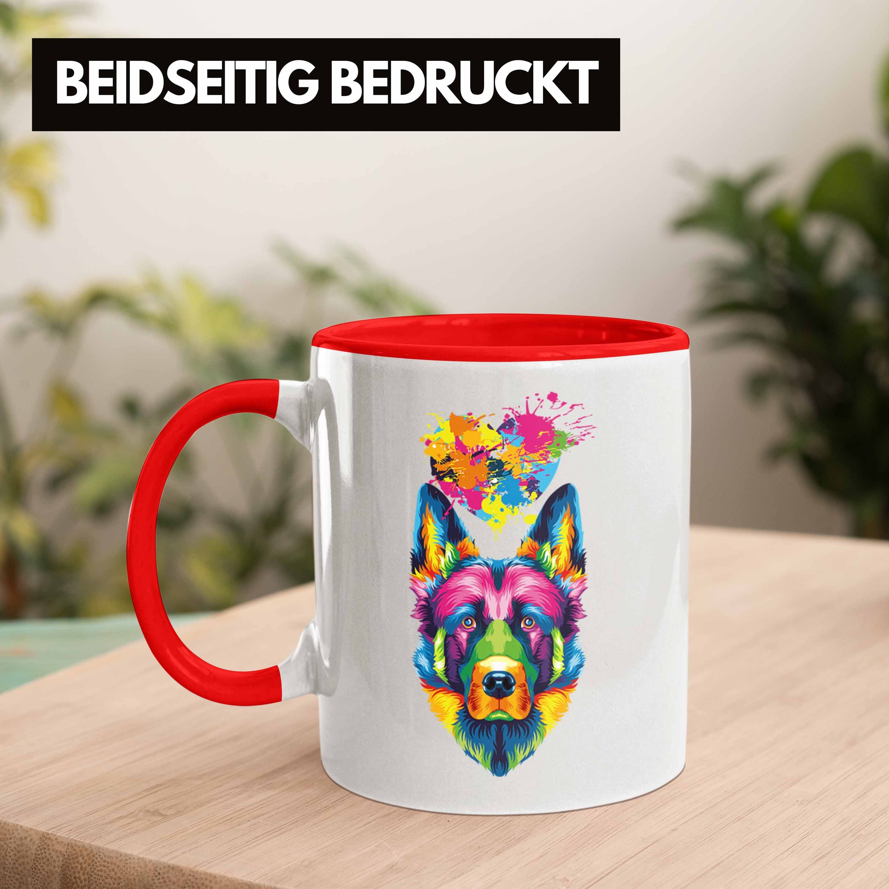 Tasse Farbe Besitzer Geschen Herz Lustiger Trendation Spruch Schäferhund Rot Tasse Geschenk
