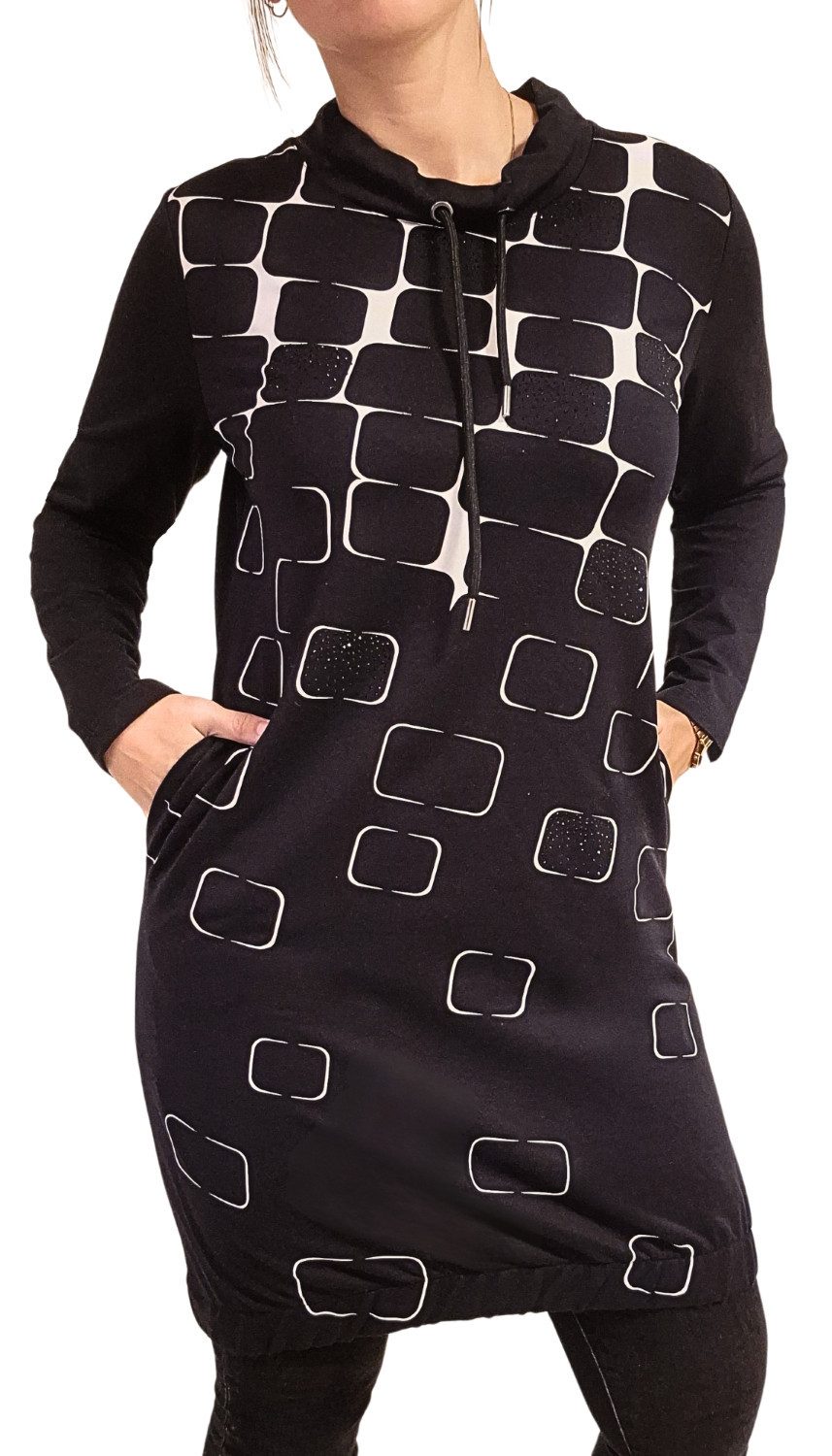 Estefania for woman Sweatkleid 193-5103, in Rautenoptik mit Strassbesatz un günstig online kaufen