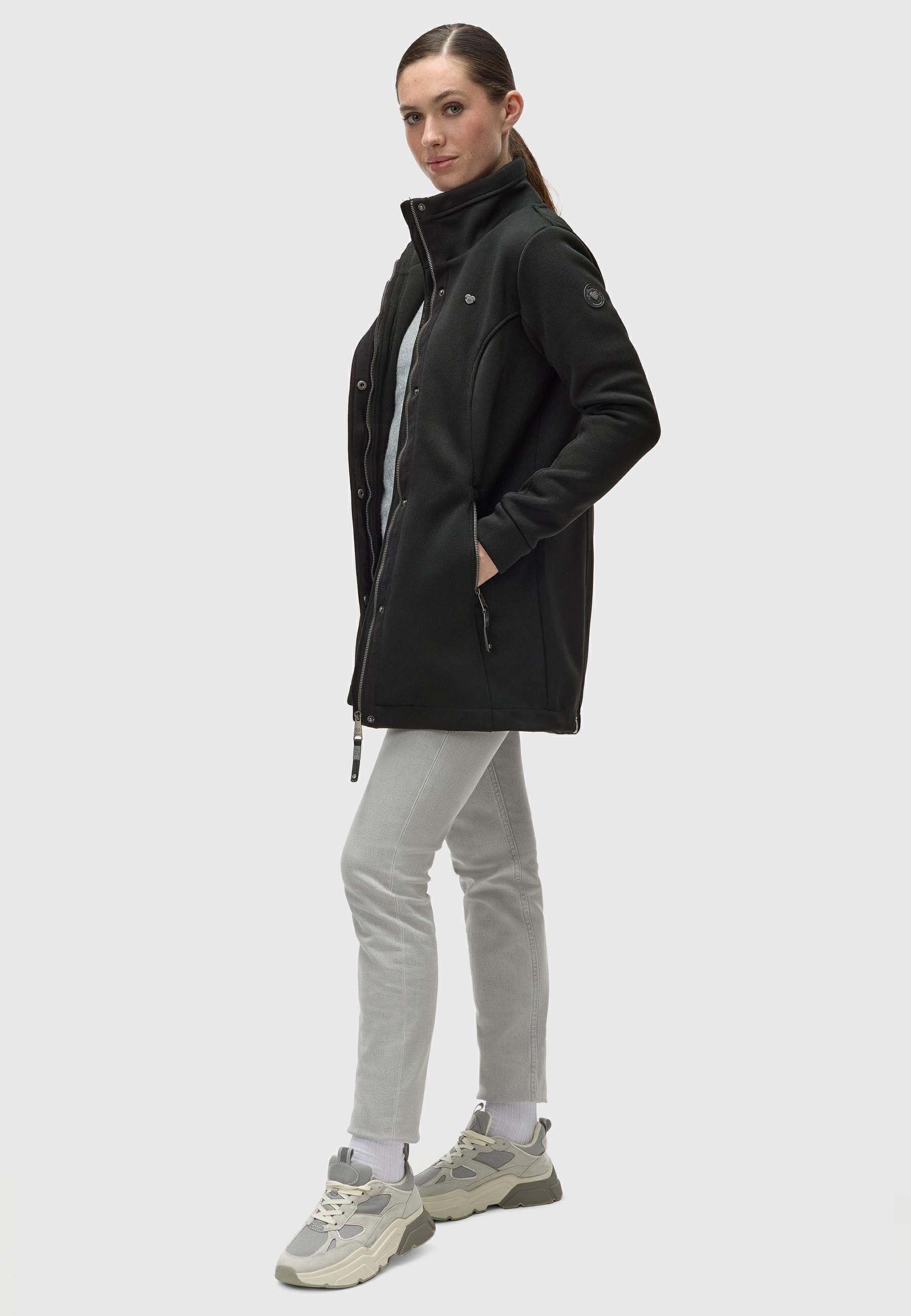 Ragwear Sweatjacke Letrice Bonded Elegante Zip-Jacke mit hohem Kragen in Feinstrickoptik