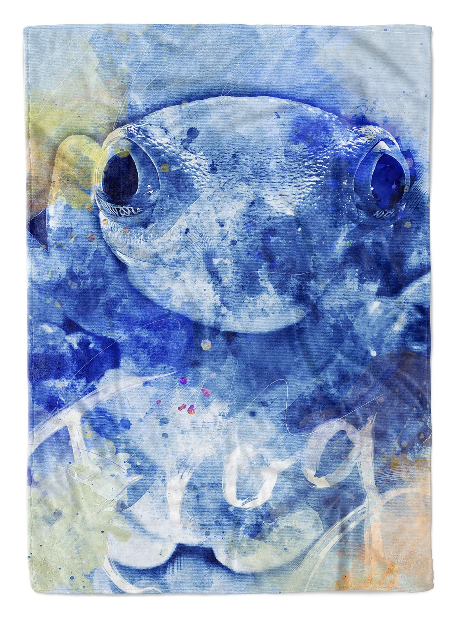 Sinus Art Handtücher Handtuch Strandhandtuch Saunatuch Kuscheldecke SplashArt Tier Serie Kunstvoll Frog Motiv, Baumwolle-Polyester-Mix (1-St), Handtuch