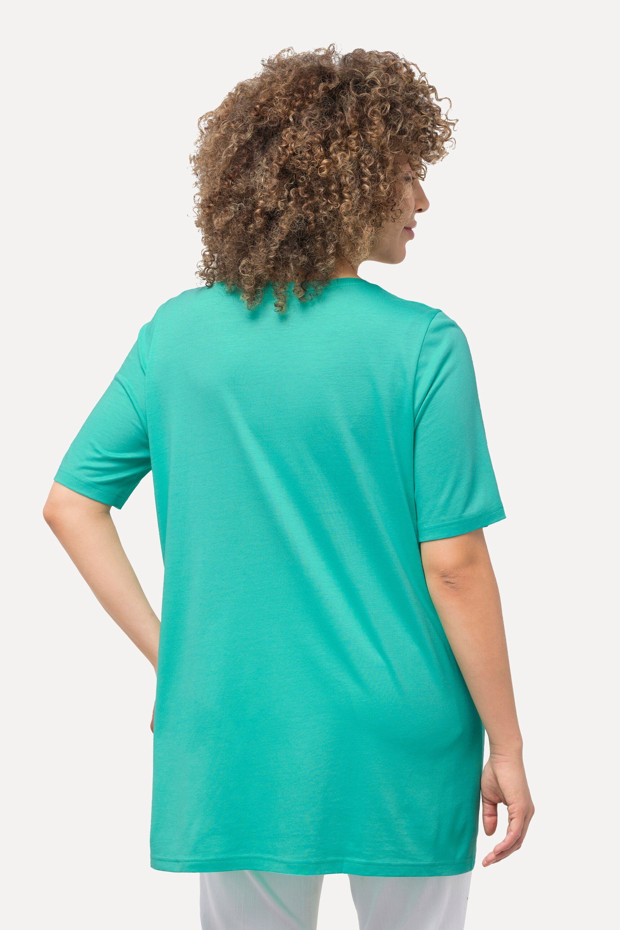 Ulla Popken T-Shirt T-Shirt Zierfalten A-Linie Rundhals Halbarm Modal