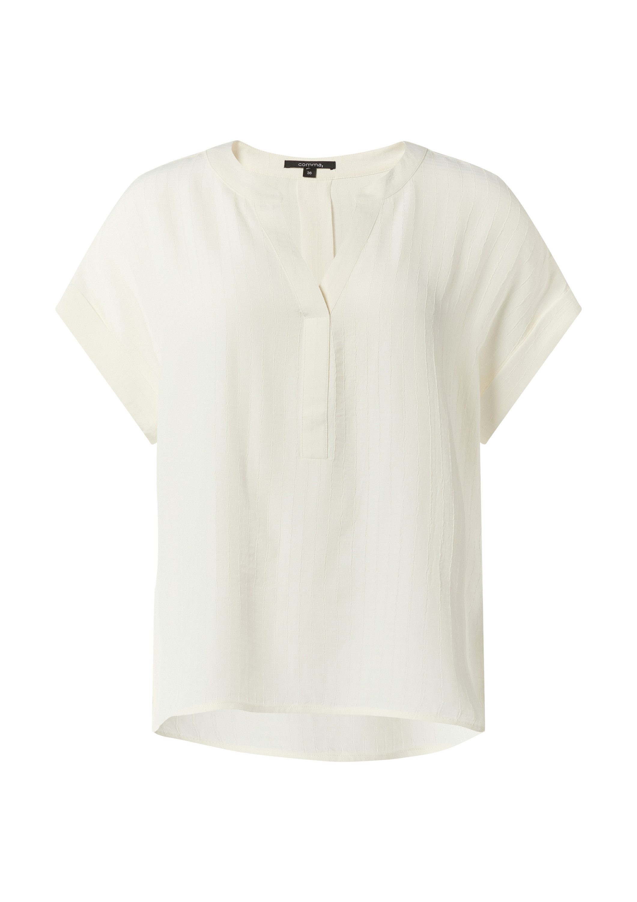 comma Kurzarmbluse Bluse Relaxed-Fit-Bluse mit Tunika-Ausschnitt günstig online kaufen