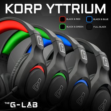 THE G-LAB Korp Yttrium 3,5 mm Klinkenstecker Gaming-Headset (Leichtgewichtiges Design für stundenlanges bequemes Tragen beim Spielen., mit Mikrofon, faltbar, Mikrofon, Stereo, Starke Bass-Mikrofon)