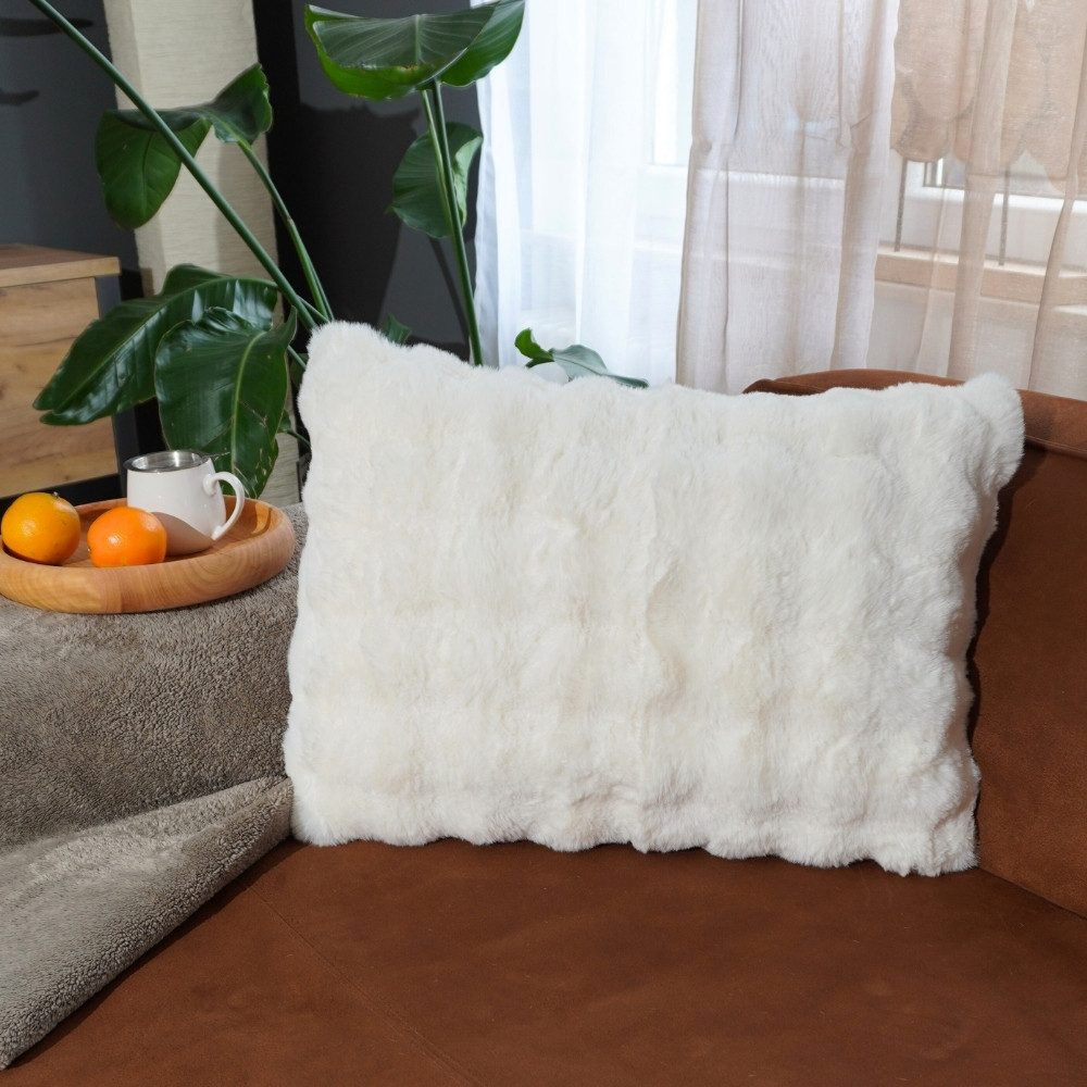 REALLaxx Fellkissen Kaninfell Bubble, 45x45 / 50x70cm Dekokissen weiches Ku günstig online kaufen