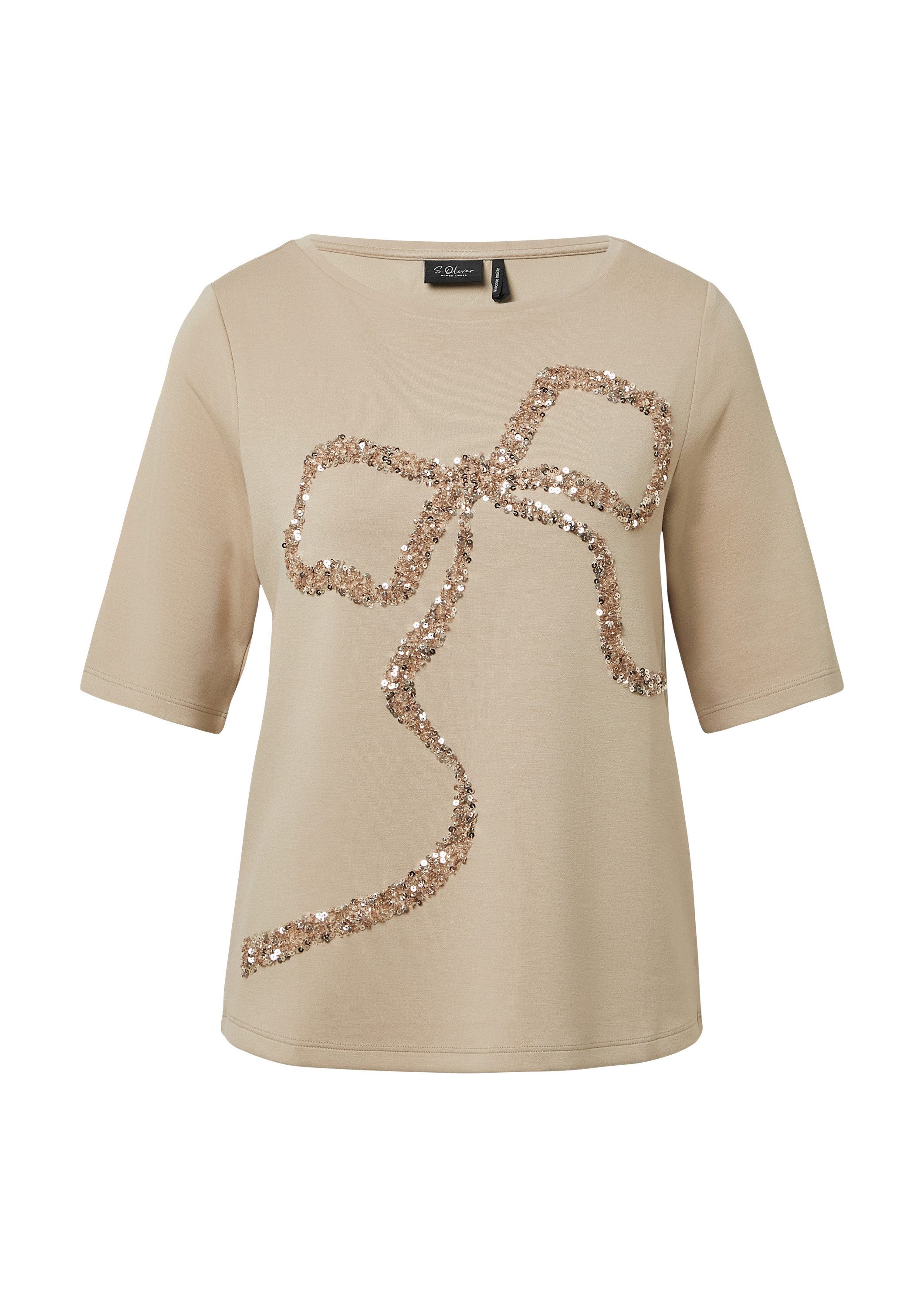 s.Oliver Kurzarmshirt T-Shirt Viskose-T-Shirt im Relaxed Fit mit Pailletten günstig online kaufen