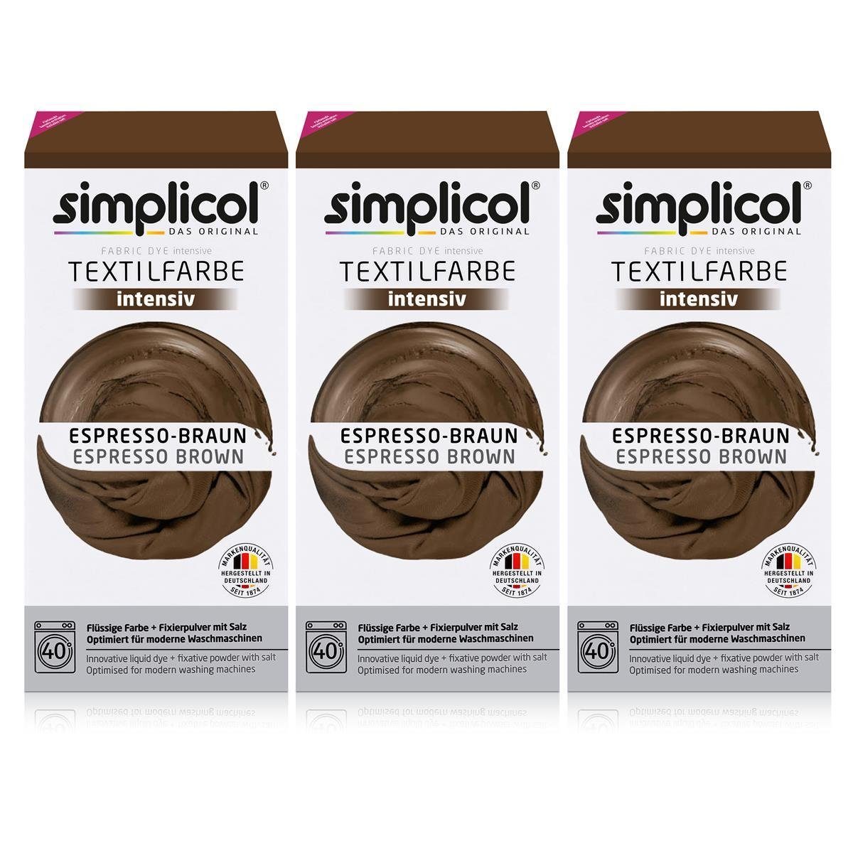 Textilfarbe Simplicol Textilfarbe intensiv Espresso-Braun - Einfaches Färben (3er