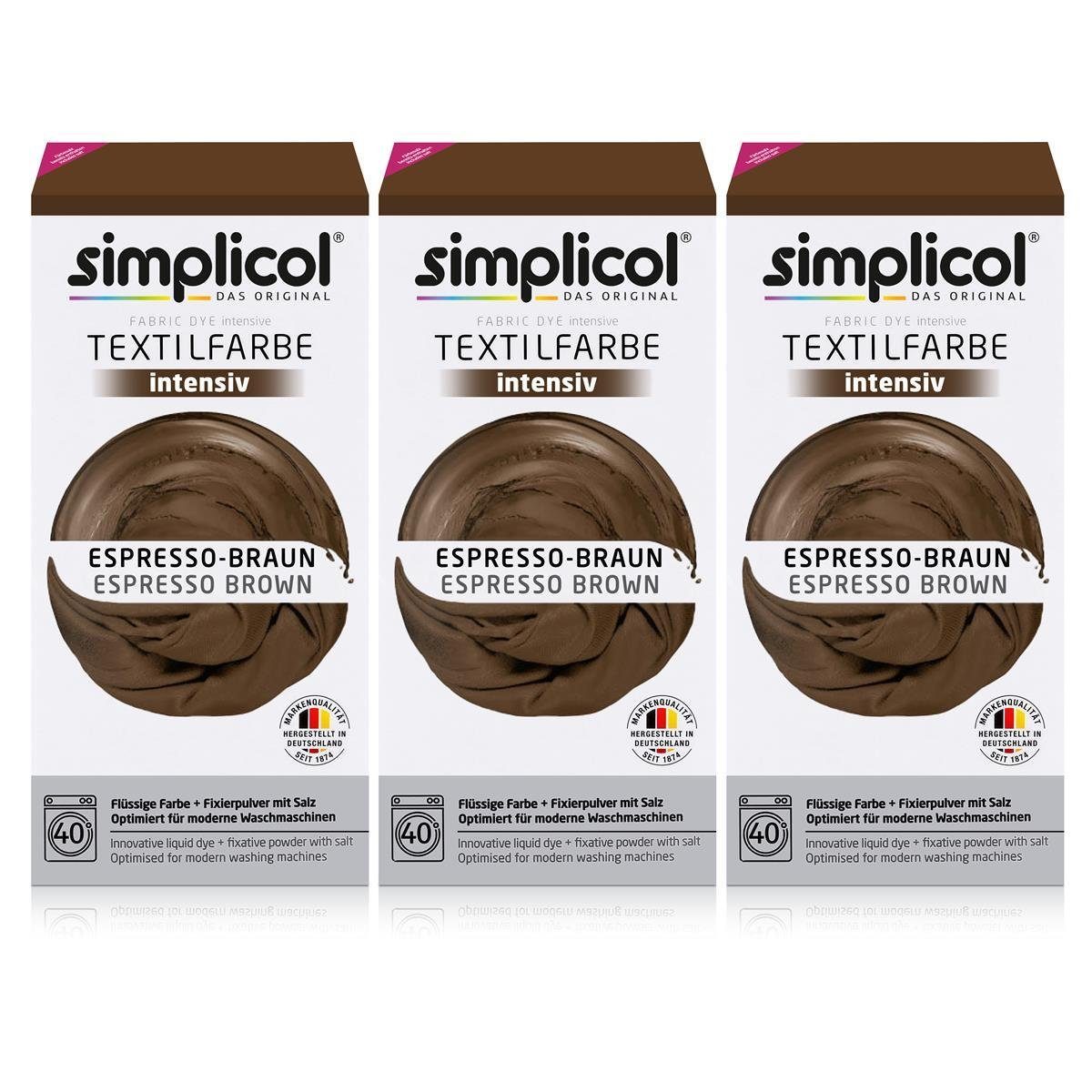 simplicol Textilfarbe Simplicol Textilfarbe intensiv Espresso-Braun - Einfaches Färben (3er