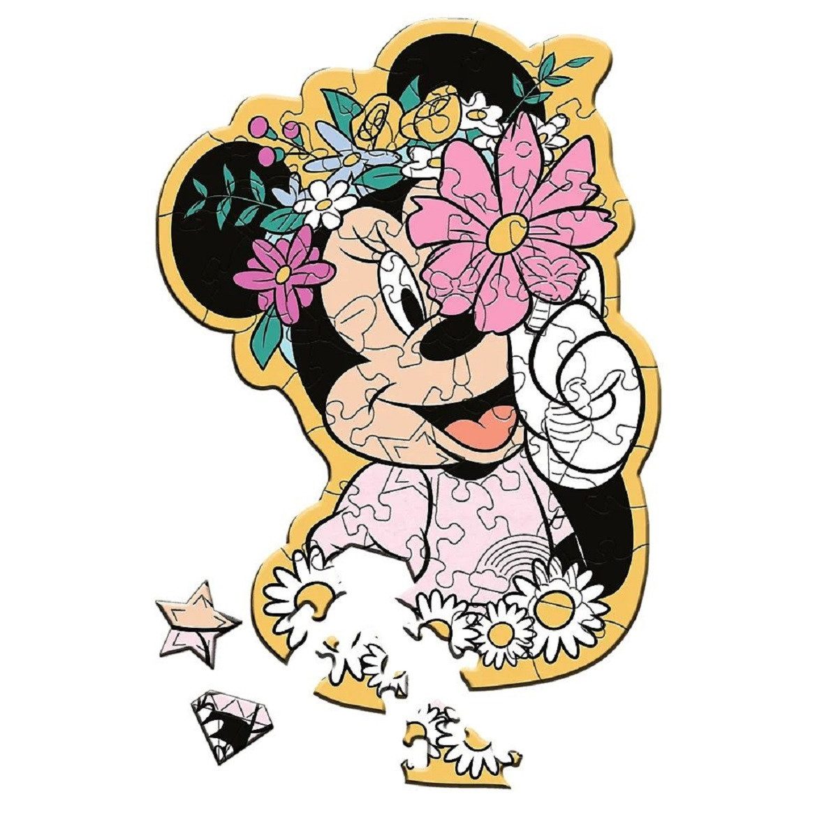 Disney Minnie Mouse Puzzle 50 Teile Holzpuzzle Bunte Disney-Deko für kleine Puzzler, Puzzleteile