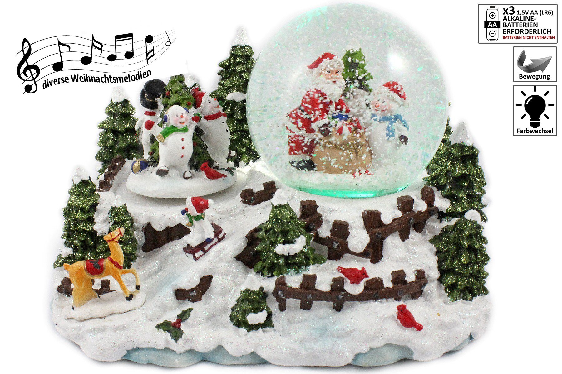ELLUG Schneekugel Schneekugel/Spieluhr, drehende Schneemänner, Licht, Schne günstig online kaufen