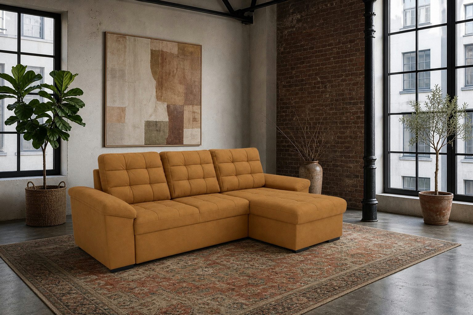foamnova Ecksofa Tripoli, mit Recamiere, Maße B 232 × T 148 × H 73 cm, Europäische Produktion, angenehme Größe