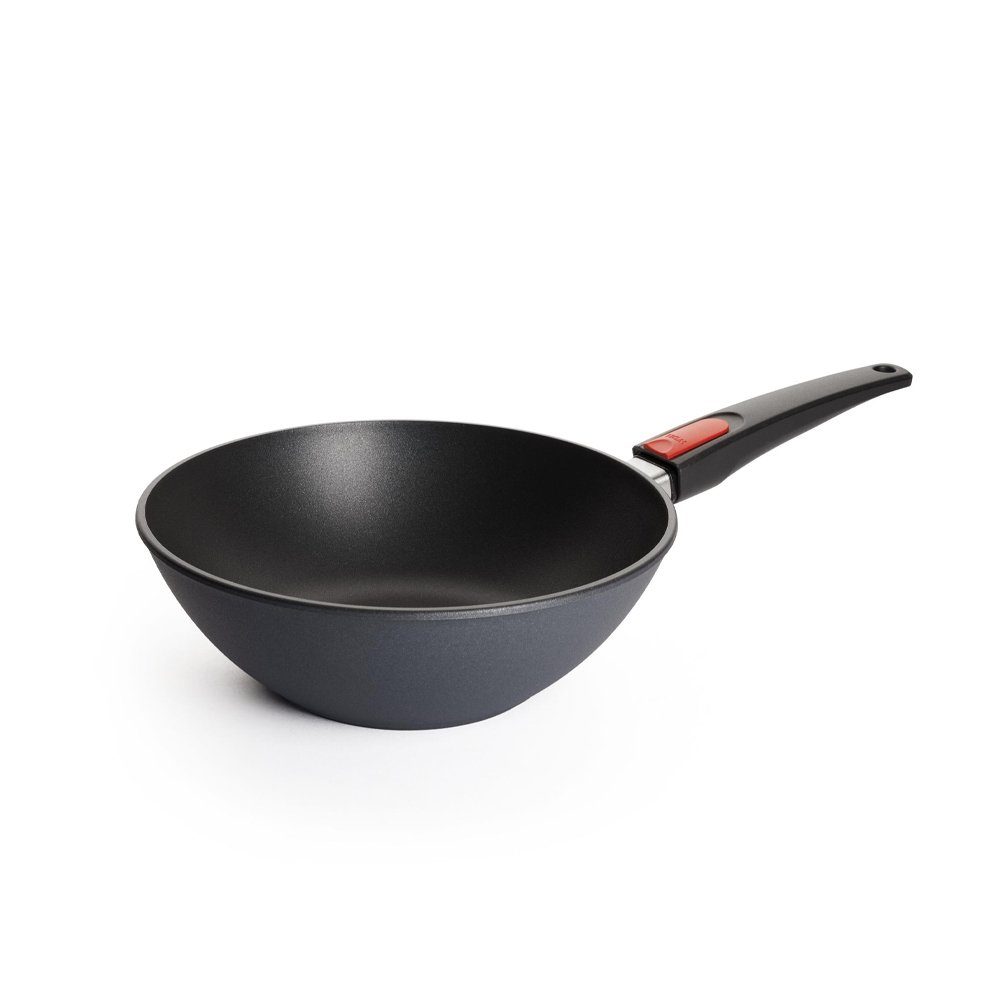 WOLL MADE IN GERMANY Bratpfanne Diamond Lite Guss-Wok 26 cm, Induktion, Aluminium Schmiedeguss (1-tlg), Wok-/Rührpfanne, 26cm, abnehmbarer Stiel - dadurch ungegrenzt backofenfest, effektive Wärmespeicherung, formstabil auch bei hohen Temperaturen, induktionsgeeignet