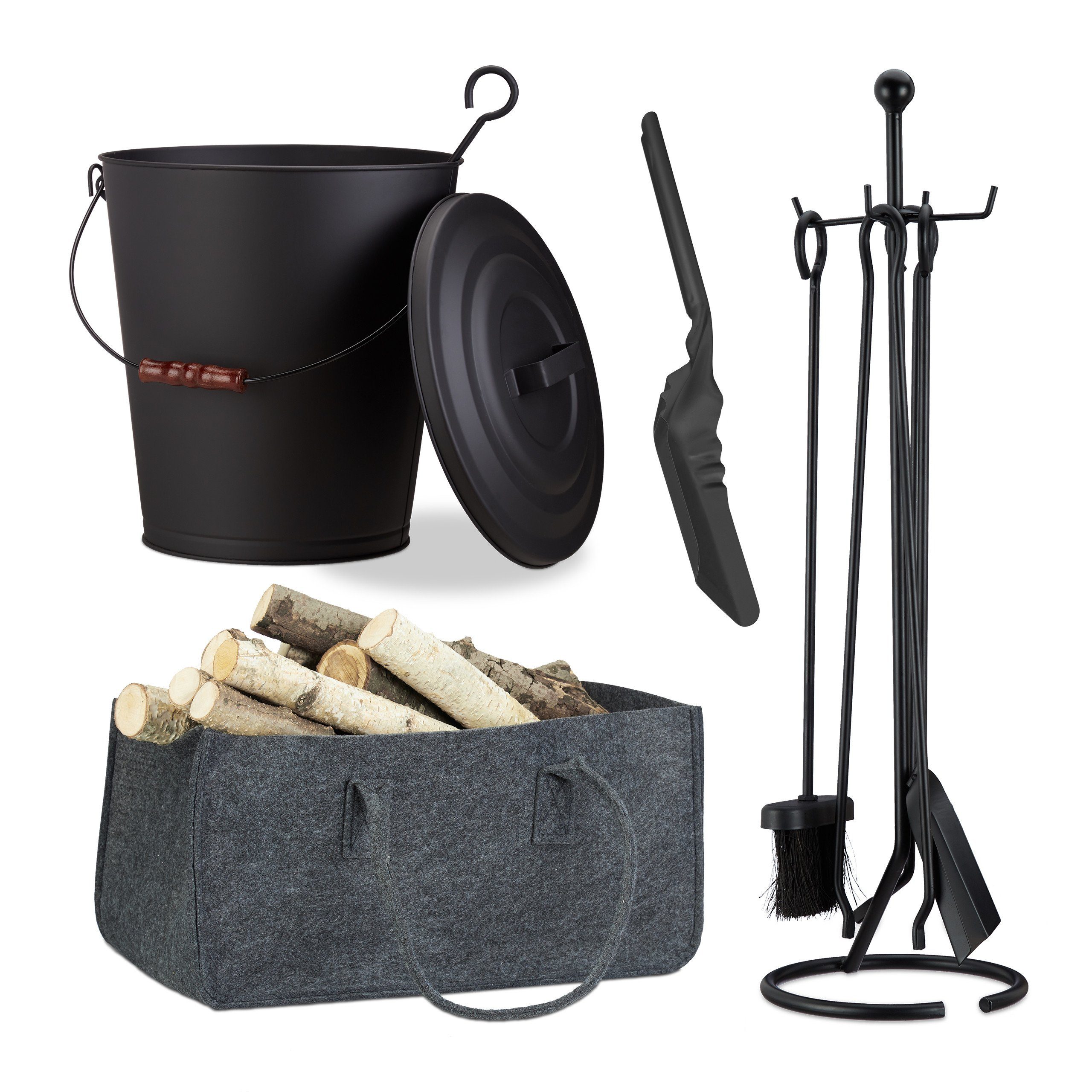 relaxdays Reinigungselement 8 tlg. Kamin-Komplettset