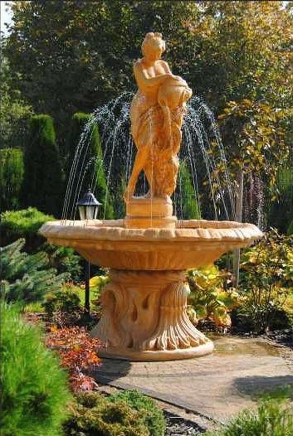 JVmoebel Gartenbrunnen Springbrunnen Garten Teich Steinbrunnen Gartenbrunnen Fontaine Neu, Made in Europa