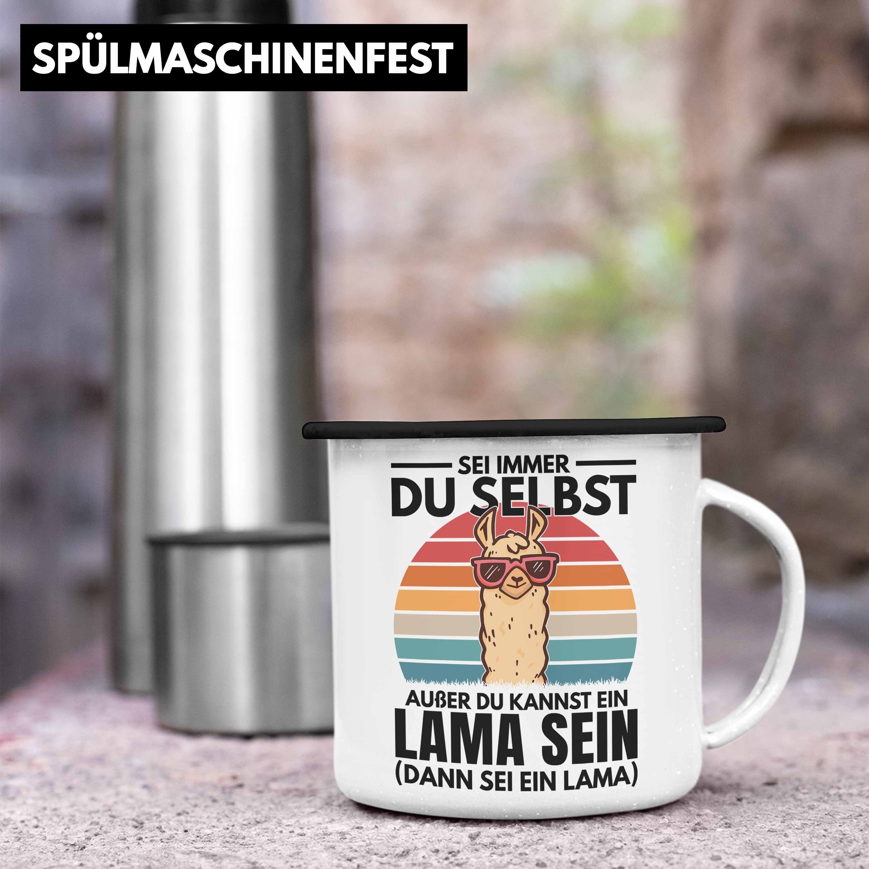 Frauen Du Selbst Sei Trendation Lama-Liebhaber Geschenkidee Trendation Schwarz Thermotasse Emaille Alpaka Tasse Llama Immer Geschenk -