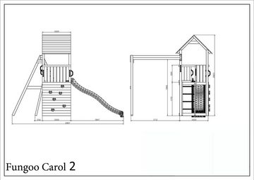 FUNGOO Spielturm CAROL 2, mit Schaukel & Rutsche, Kletterwand