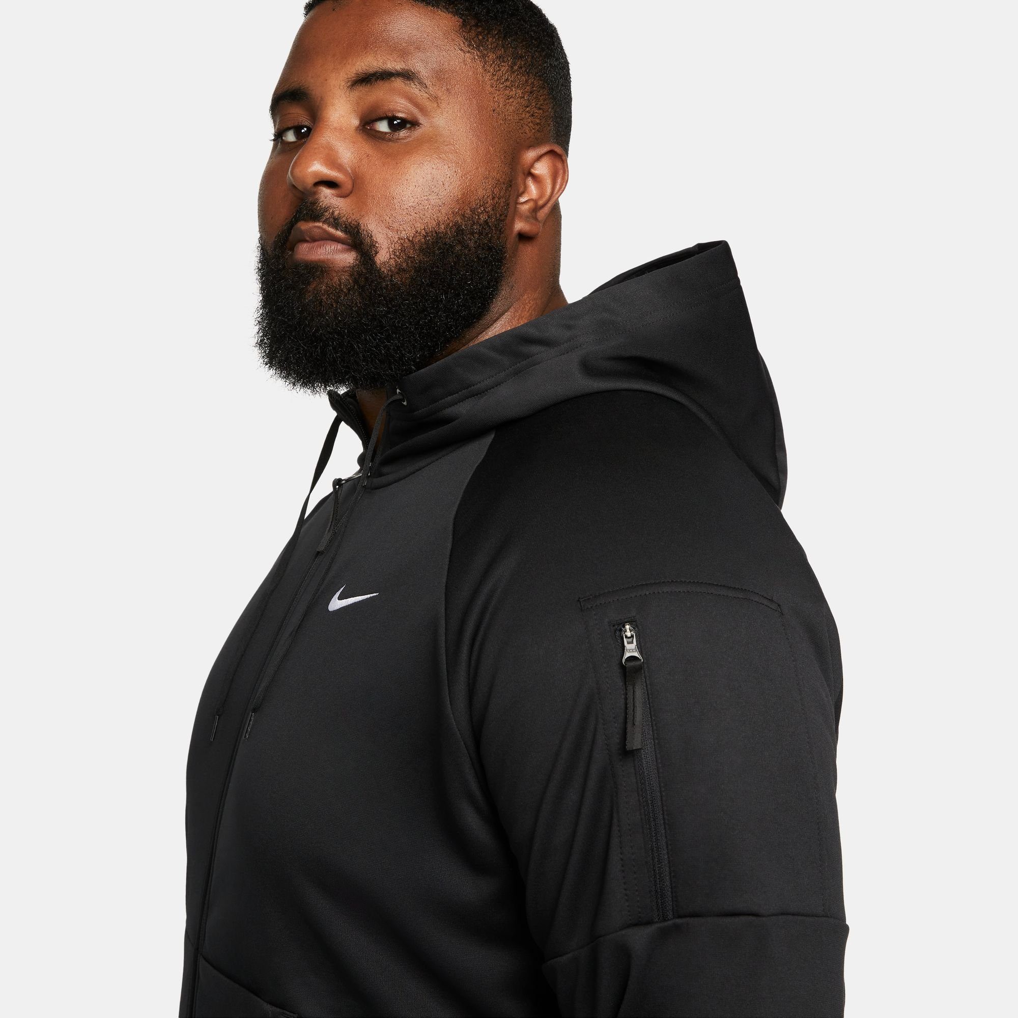 Nike Kapuzensweatjacke THERMA-FIT MEN'S FITNESS FULL-ZIP BLACK/BLACK/WHITE HOODIE