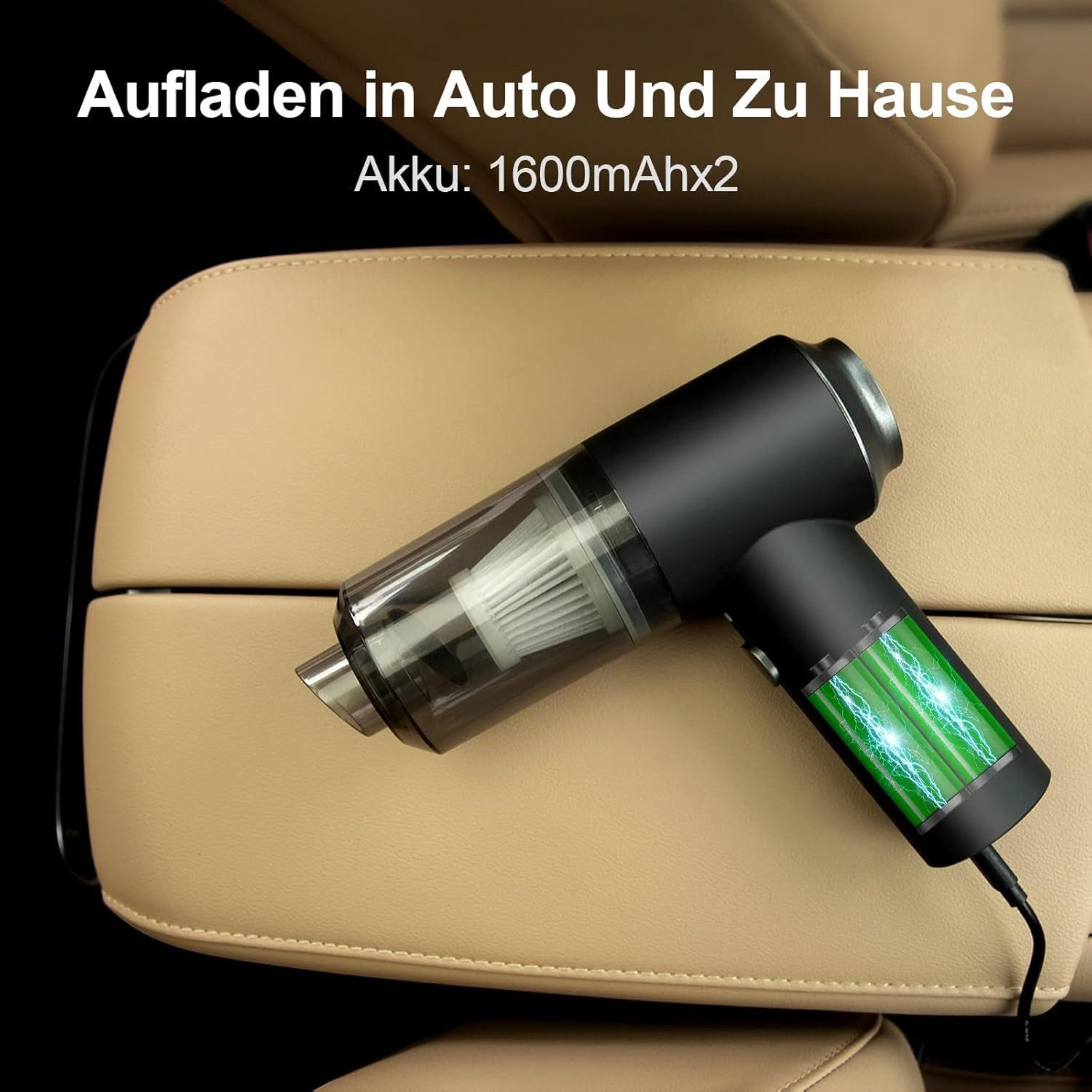 ASFSKY Akku-Handstaubsauger Mini Handstaubsauger Auto 8000Pa kabellos Akku Staubsauger 2-in-1, 50 W, beutellos, Kompakter, Handstaubsauger mit 8000Pa Saugkraft und HEPA-Filter