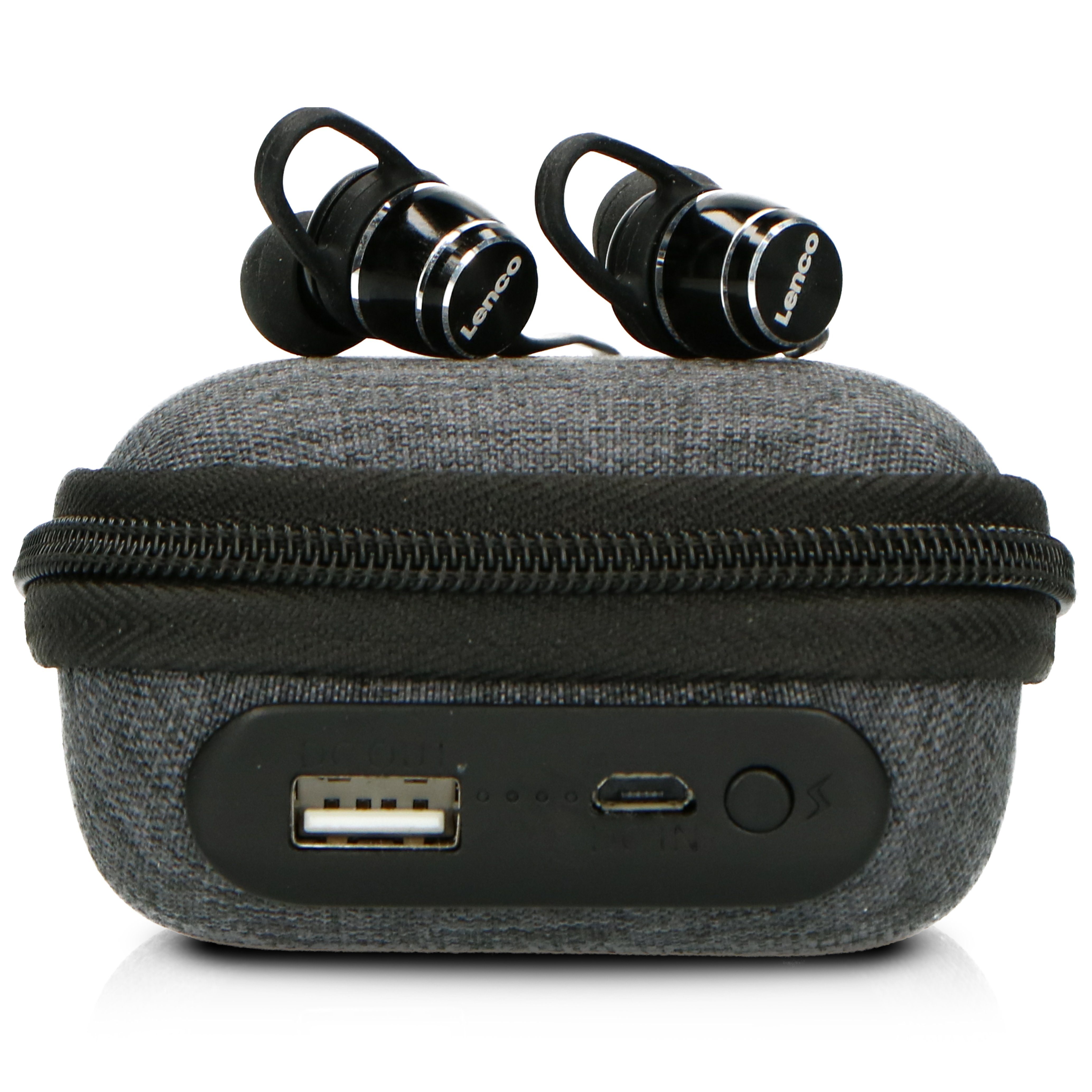 Lenco EPB-160BK In-Ear-Kopfhörer (Bluetooth, Easy-Touch mit 9h Akkulaufzeit & Schnellladung inkl. Powerbank-Tasche)