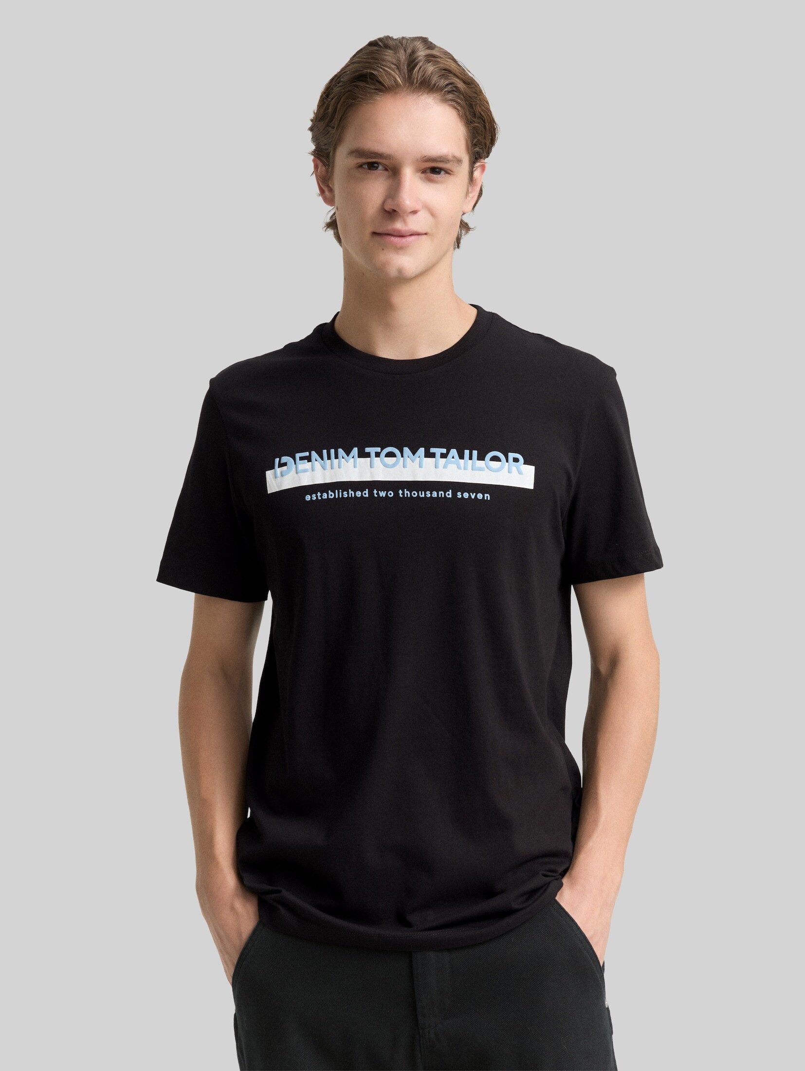 TOM TAILOR Denim T-Shirt T-Shirt (im Einserpack) T-Shirt mit Logo-Print