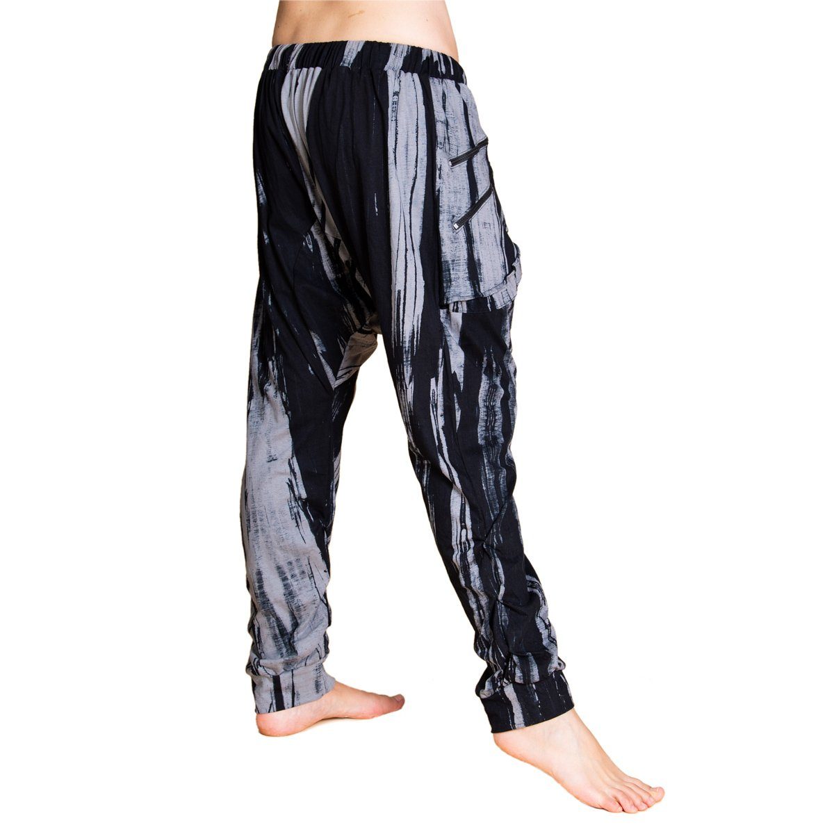 Baggy Damen Batik und PANASIAM Haremshose modische aus Unisex bequeme Pants Freizeithose Herren für Wellnesshose grau festem Baumwoll-Jersey-Stoff Ch03