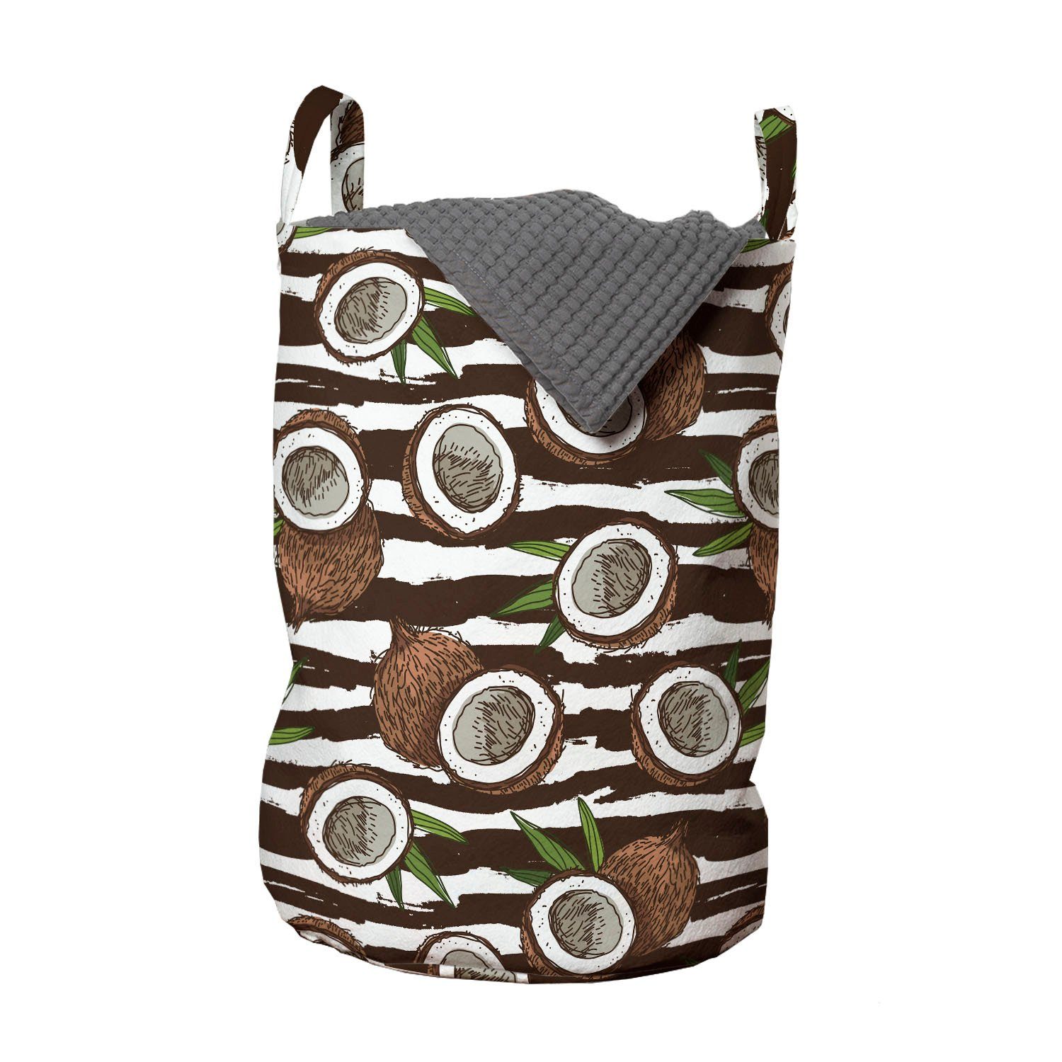 Abakuhaus Wäschesäckchen Wäschekorb mit Waschsalons, Tropisch für Jungle Griffen Kordelzugverschluss Exotic Coconut
