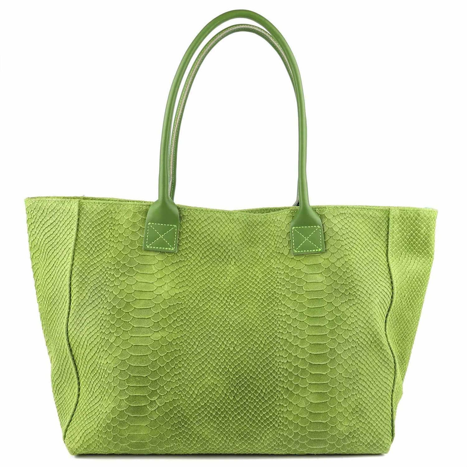Shopper Made in Italy Damen Leder Tasche Schlange Prägung Tote Bag Handtasche